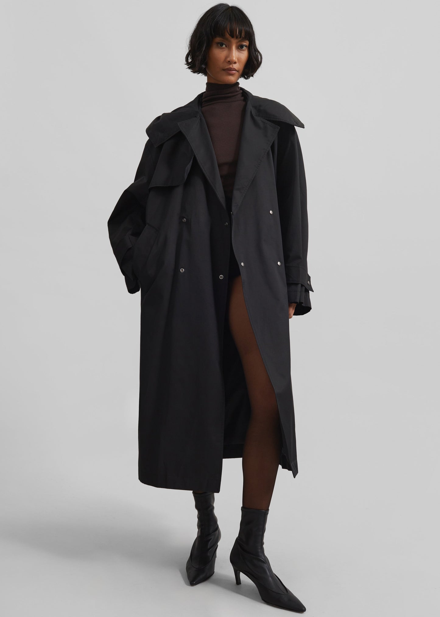 Neiva Hooded Trench Coat - Black