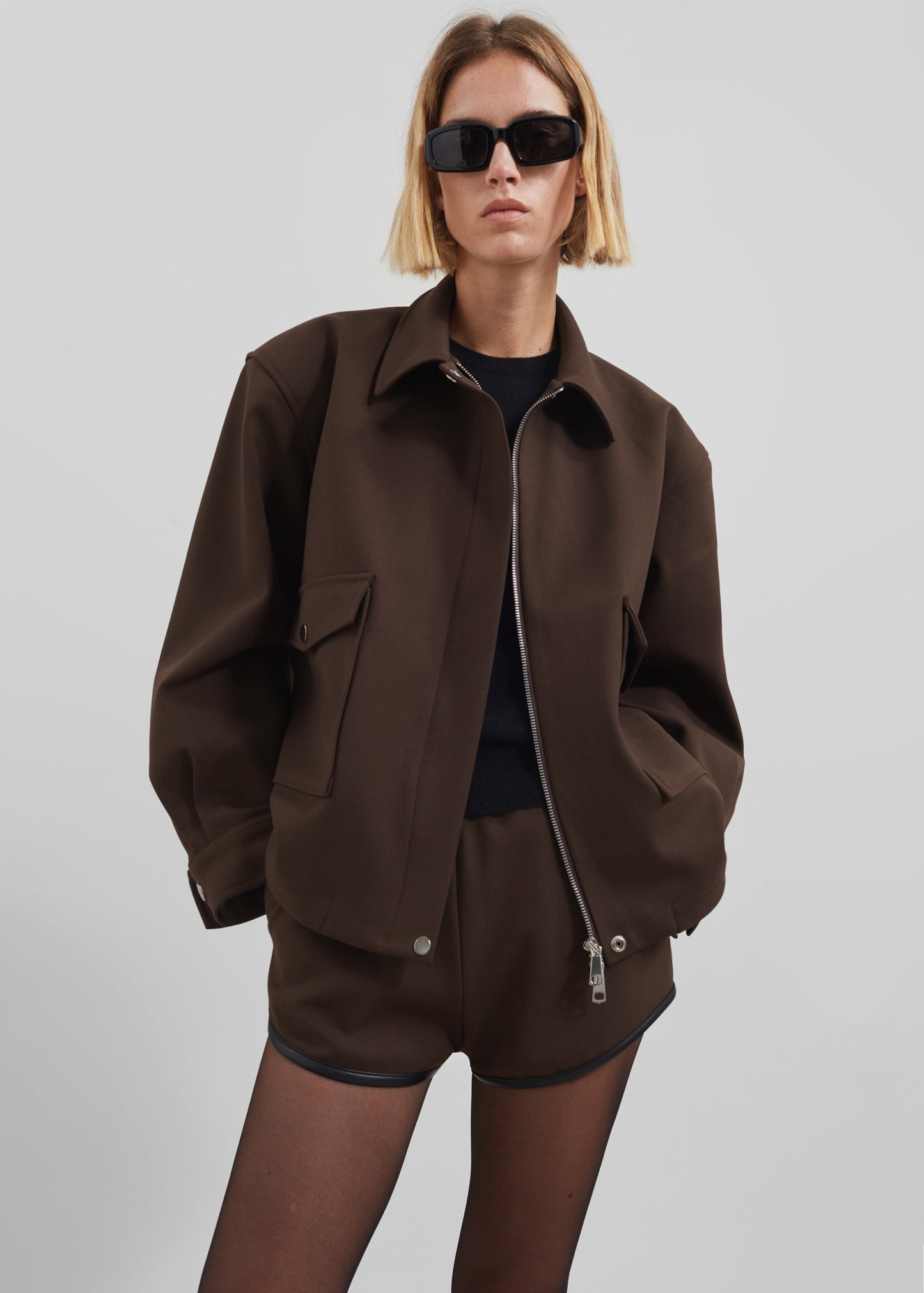 Neri Cropped Jacket - Brown