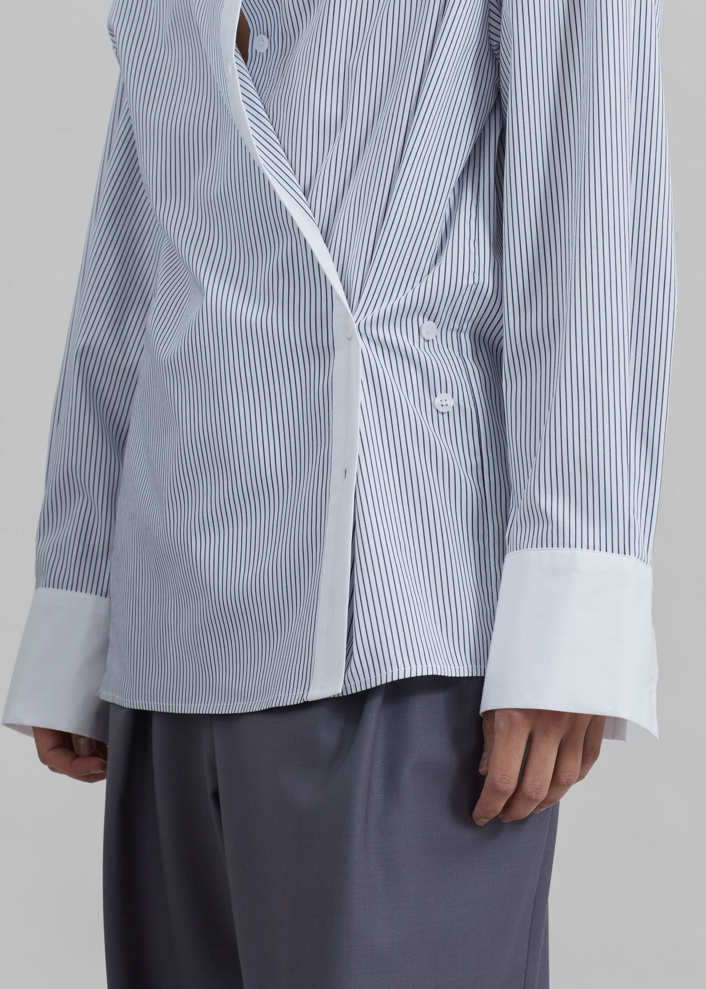 Nerina Button Up Shirt - Black/White Stripe