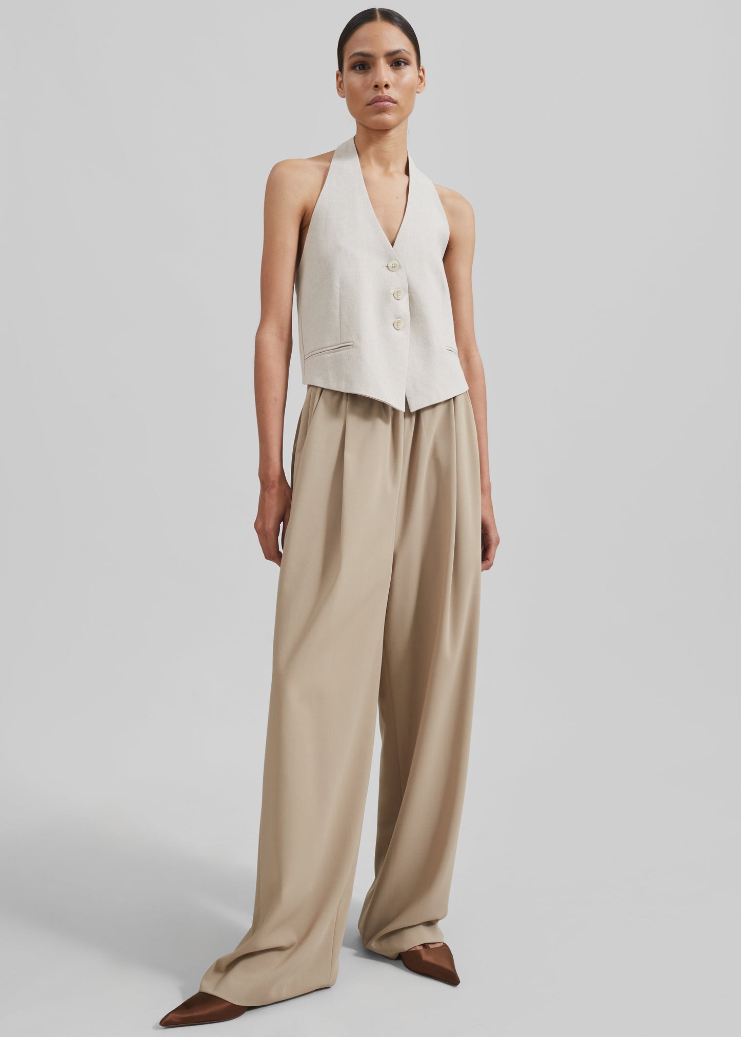 Neva Wide Trousers - Beige