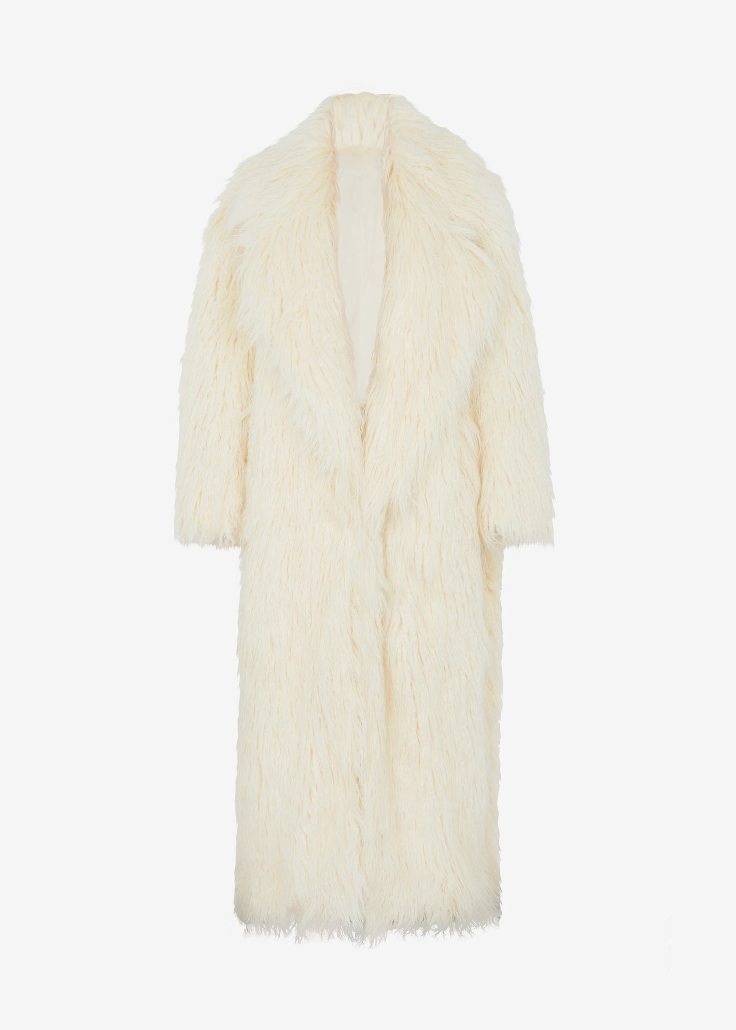 Nicole Long Faux Fur Coat - Off White