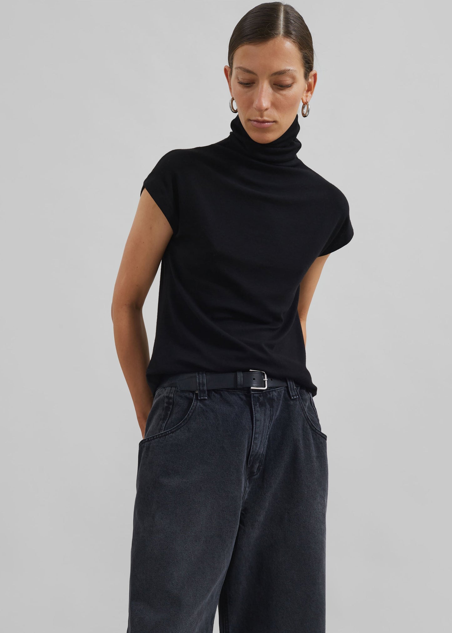 Nile Turtleneck Top - Black