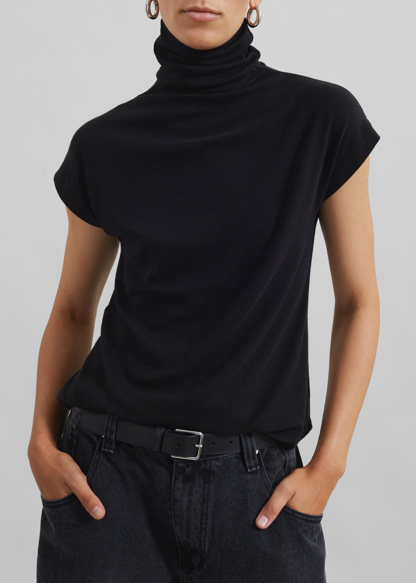 Nile Turtleneck Top - Black