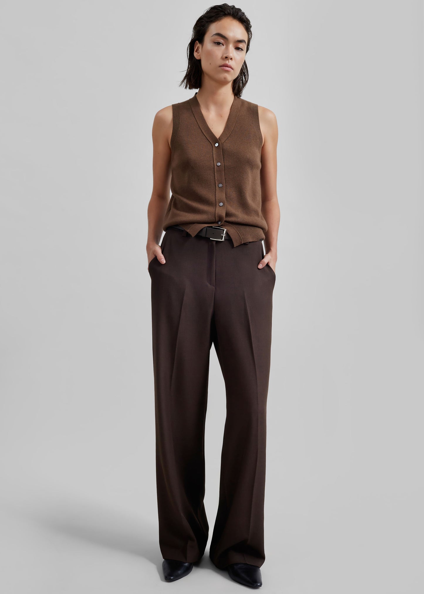 Nisha Pintuck Trousers - Brown