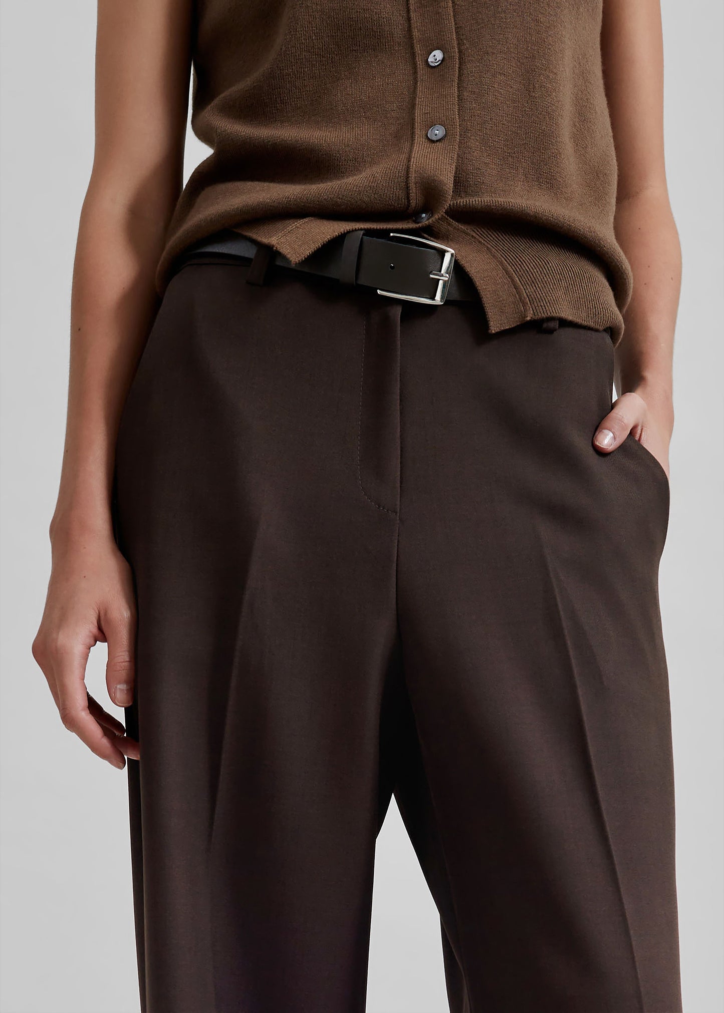 Nisha Pintuck Trousers - Brown