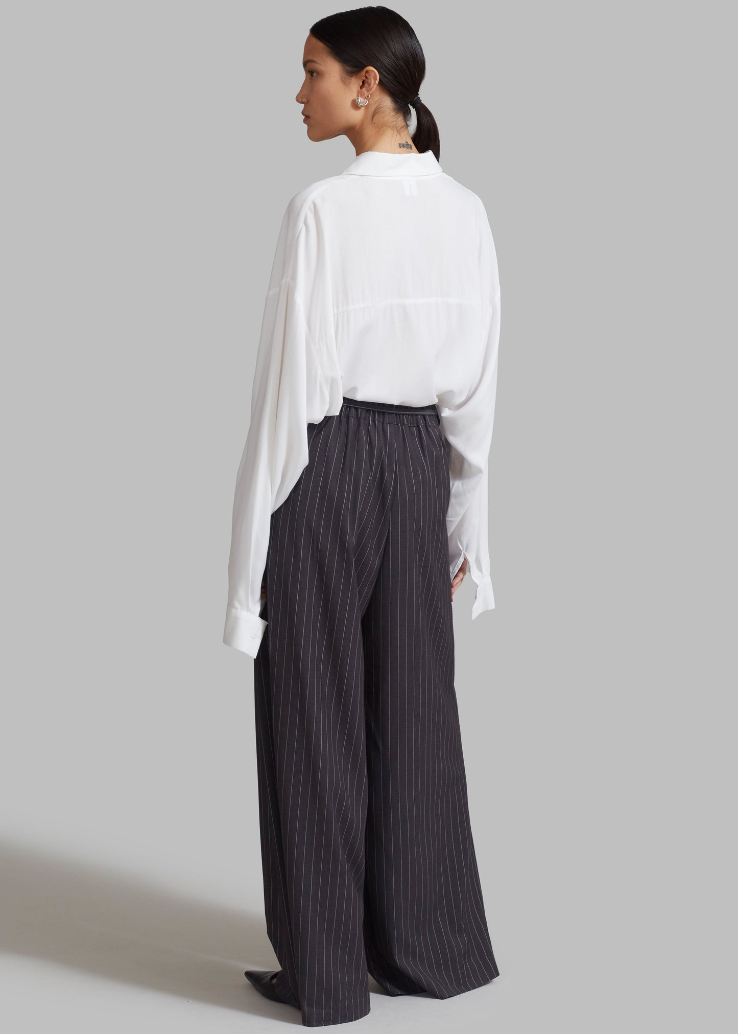 Noor Wide Pants - Grey Pinstripe