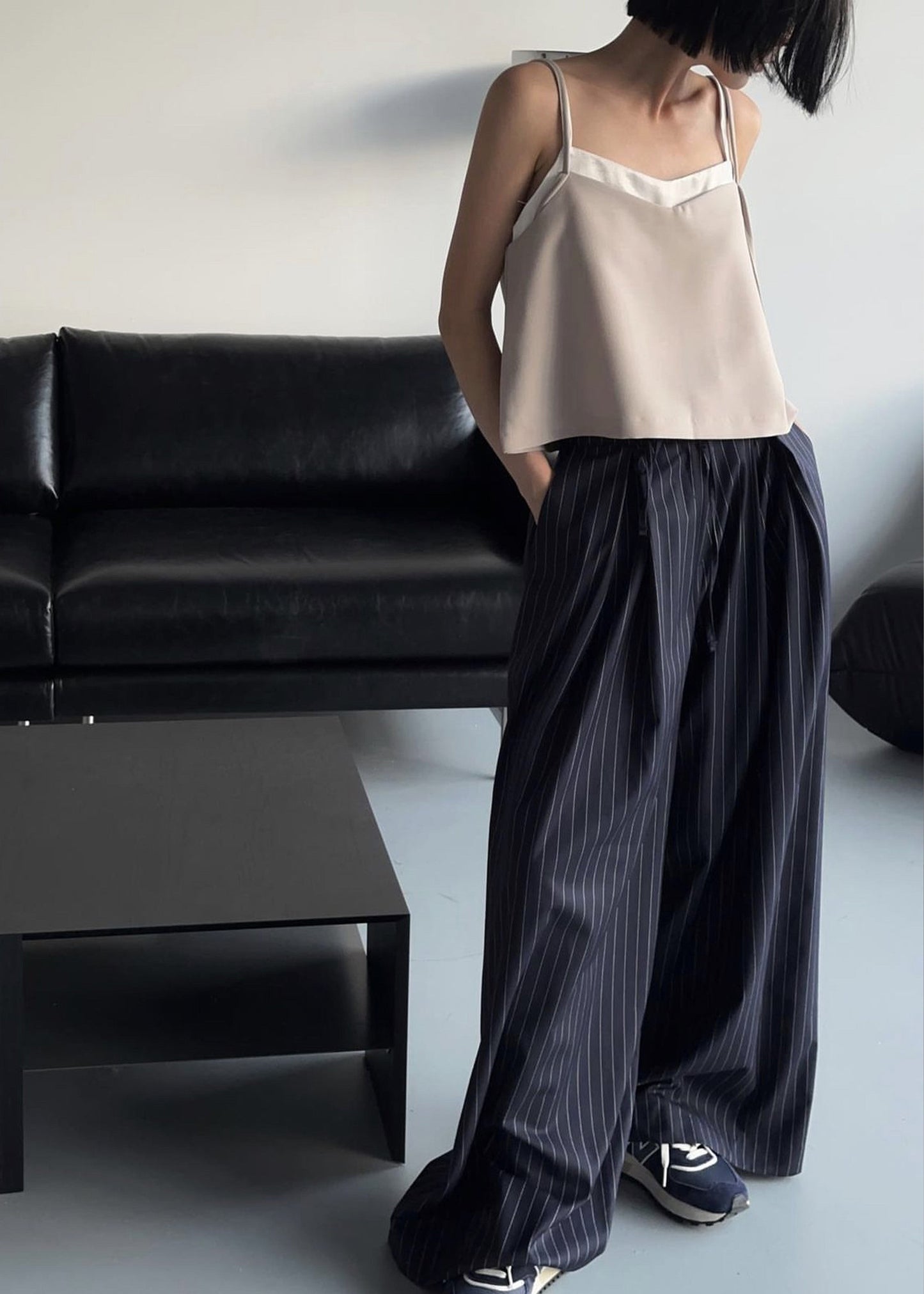 Noor Wide Pants - Navy Pinstripe