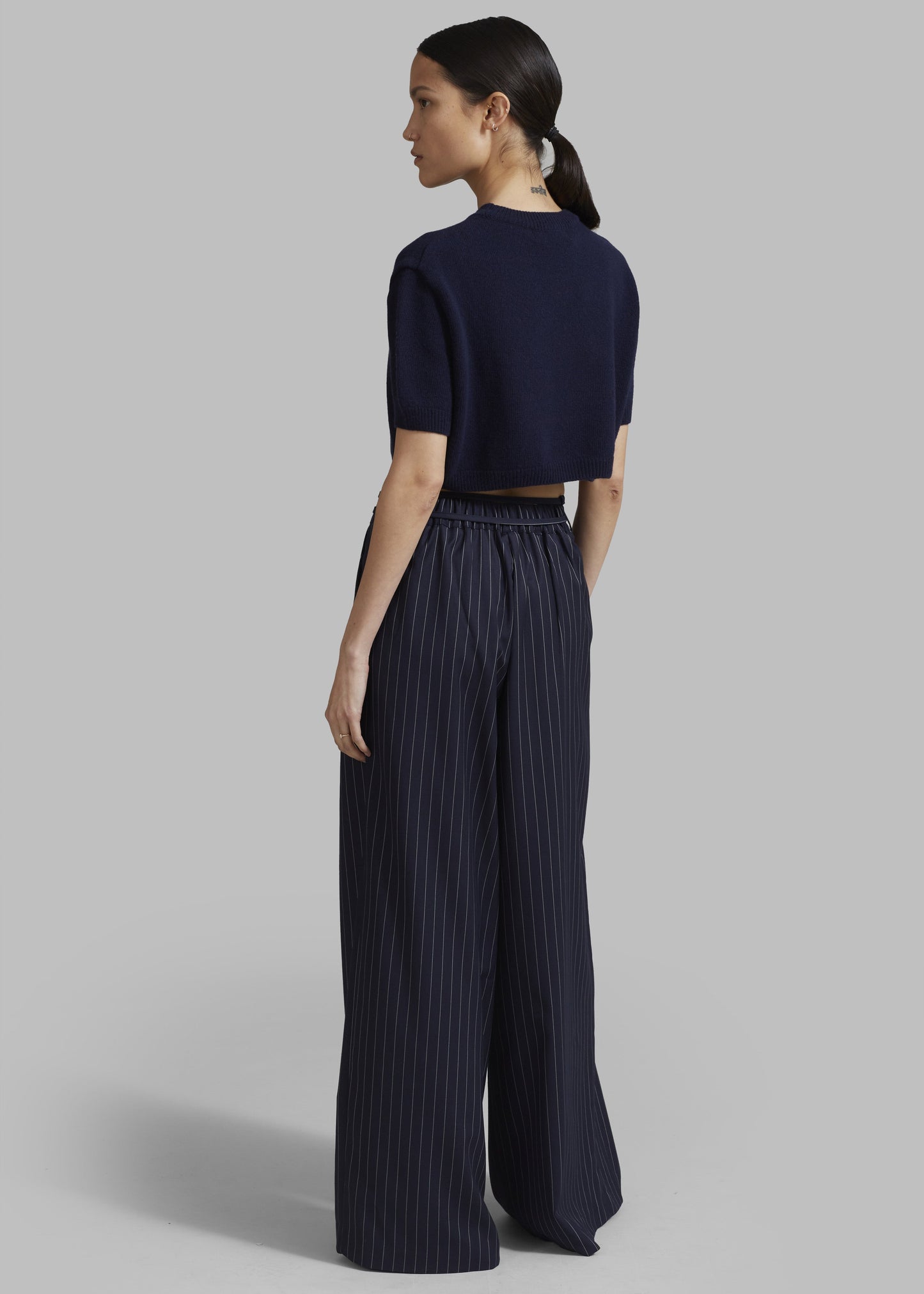 Noor Wide Pants - Navy Pinstripe