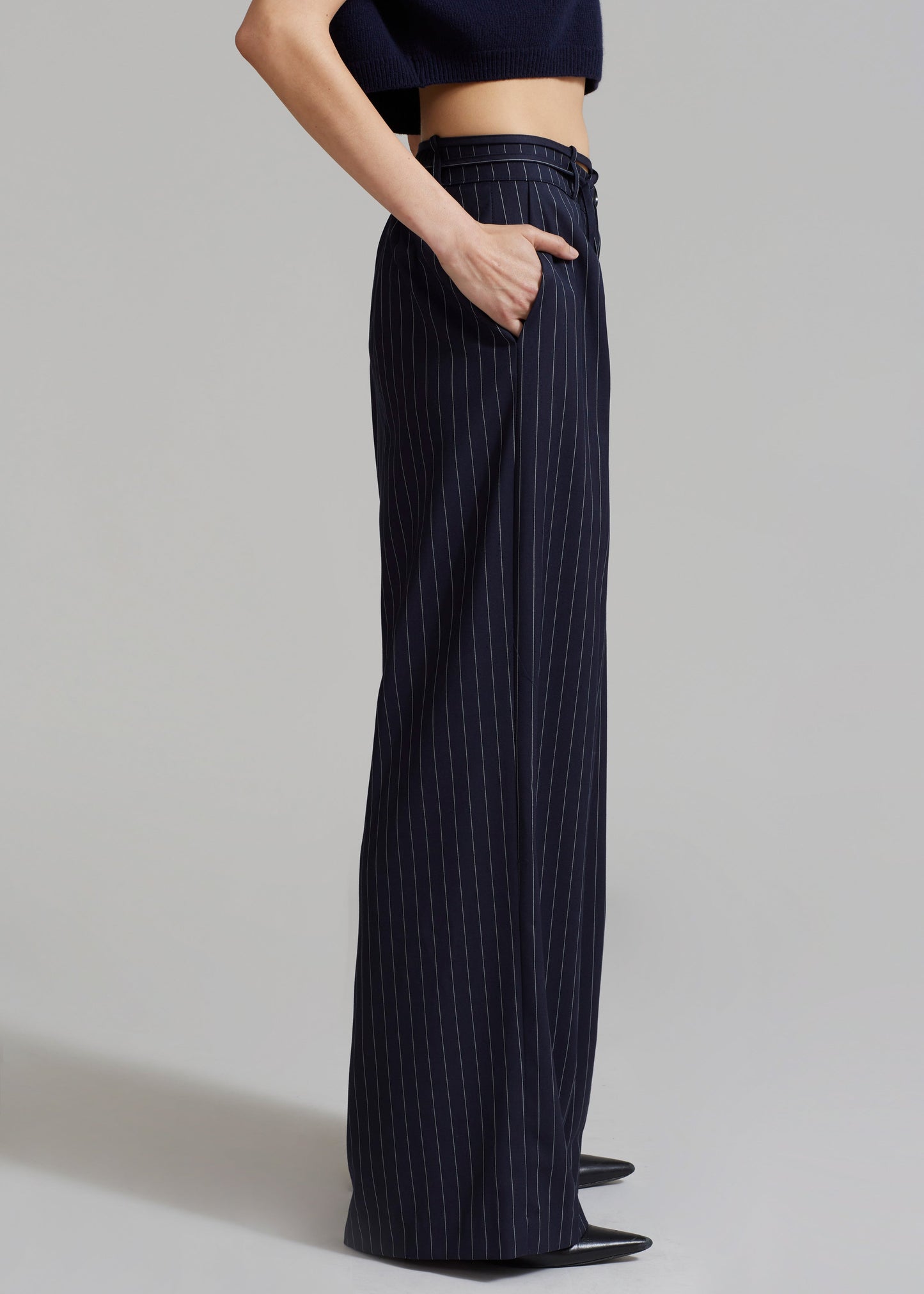 Noor Wide Pants - Navy Pinstripe