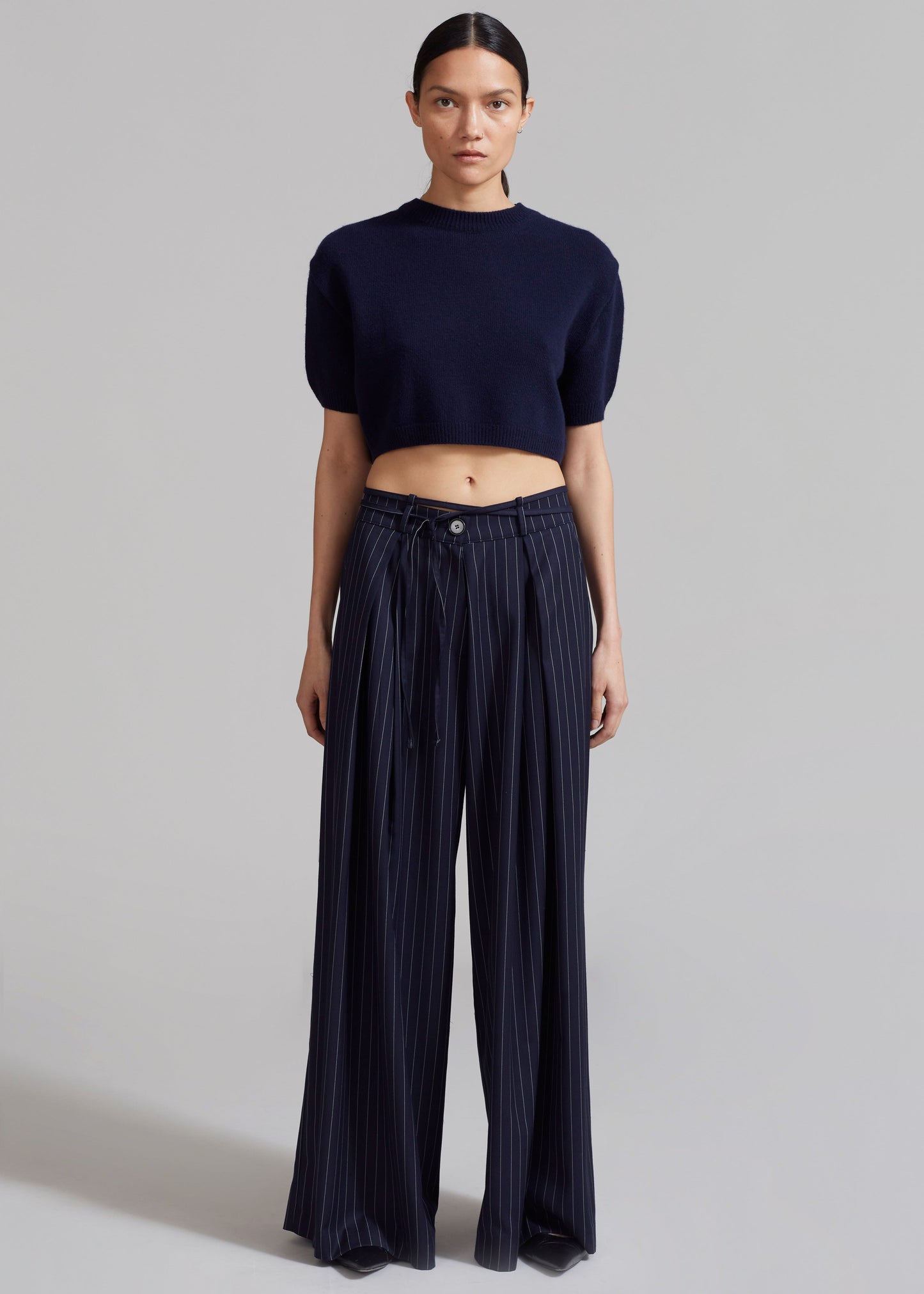 Noor Wide Pants - Navy Pinstripe