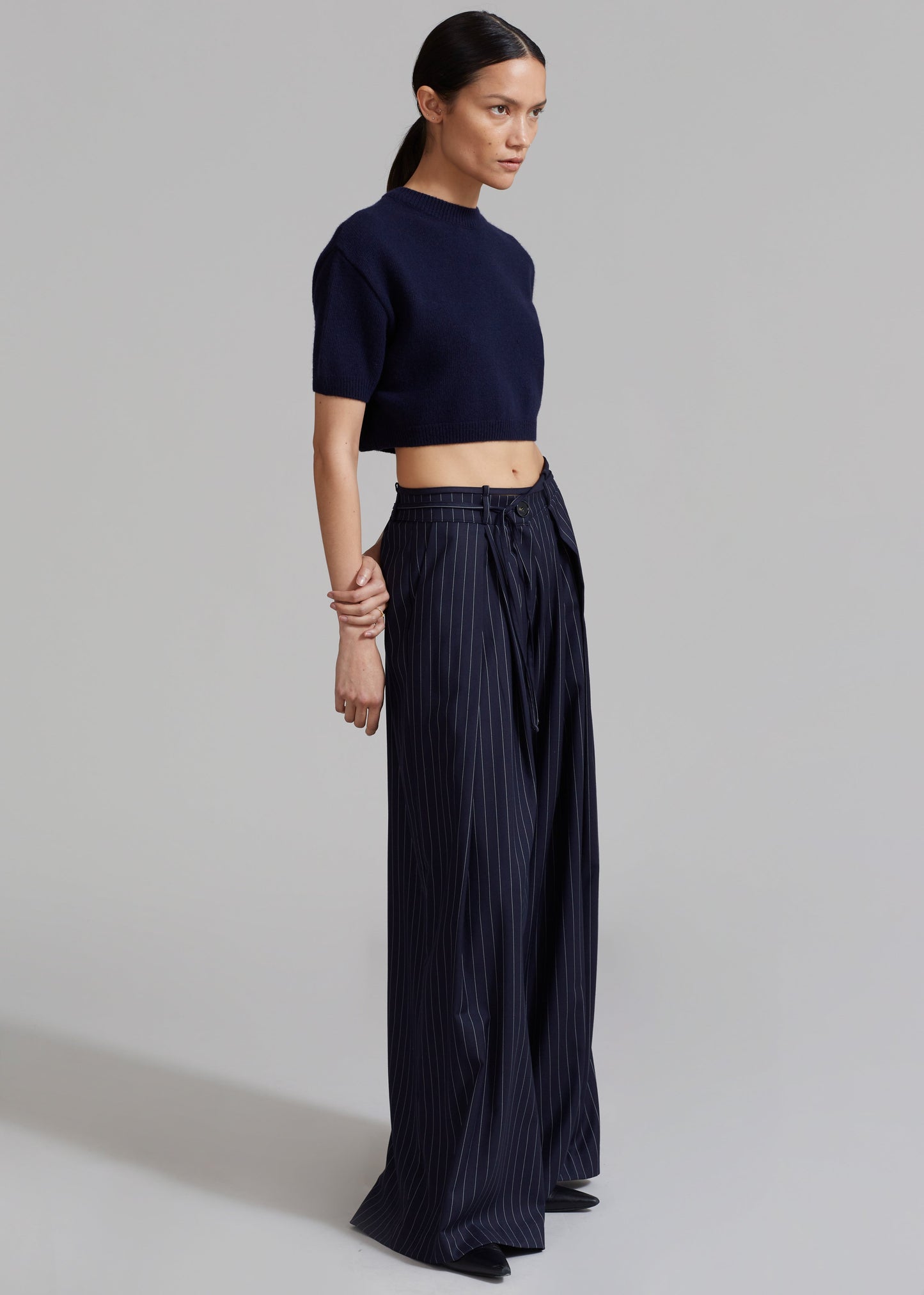 Noor Wide Pants - Navy Pinstripe