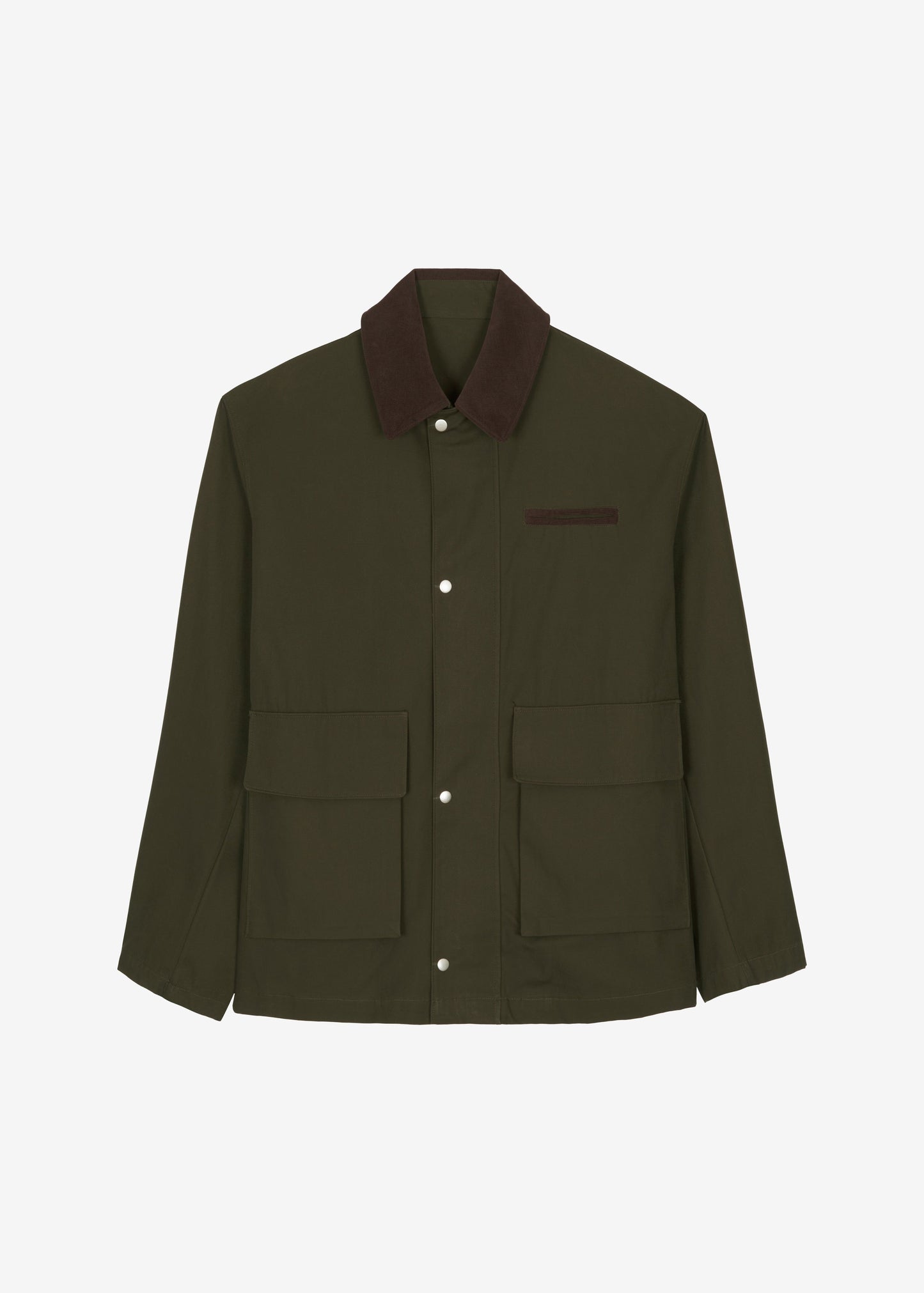 Norven Contrast Collar Utility Jacket - Khaki