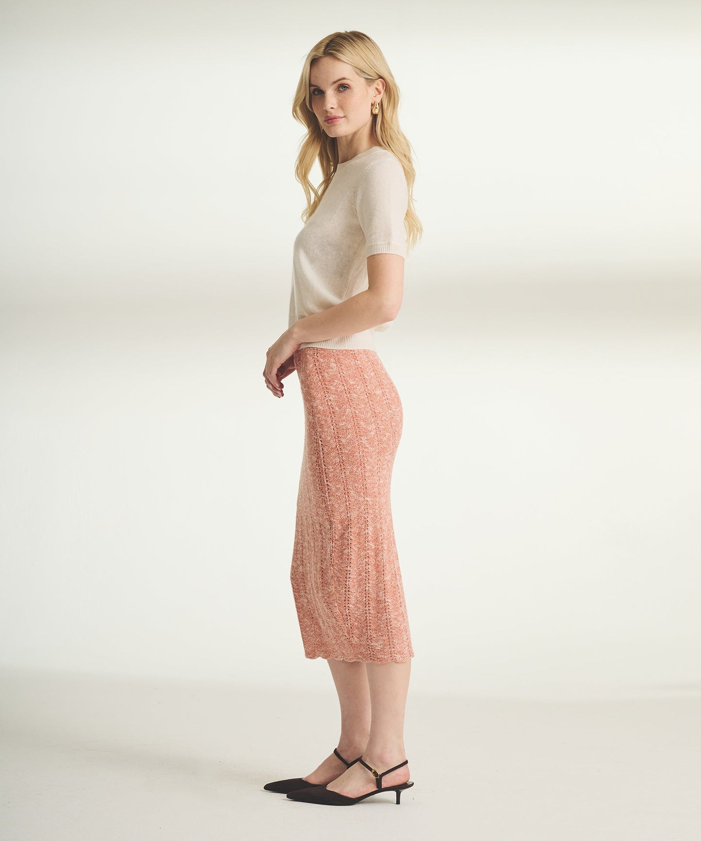 Cotton Silk Pointelle Skirt