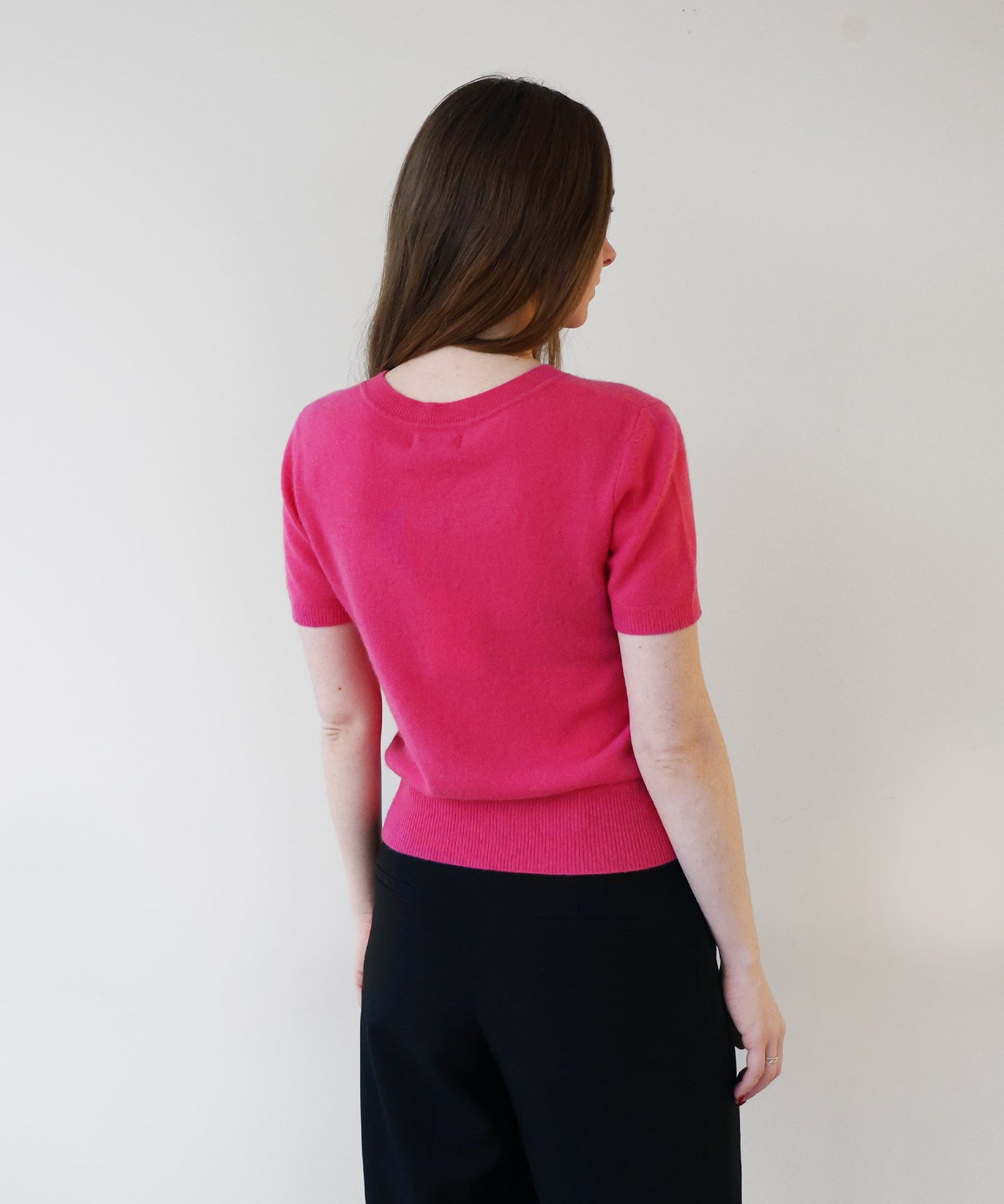 Cashmere Short Sleeve Cropped Pullover