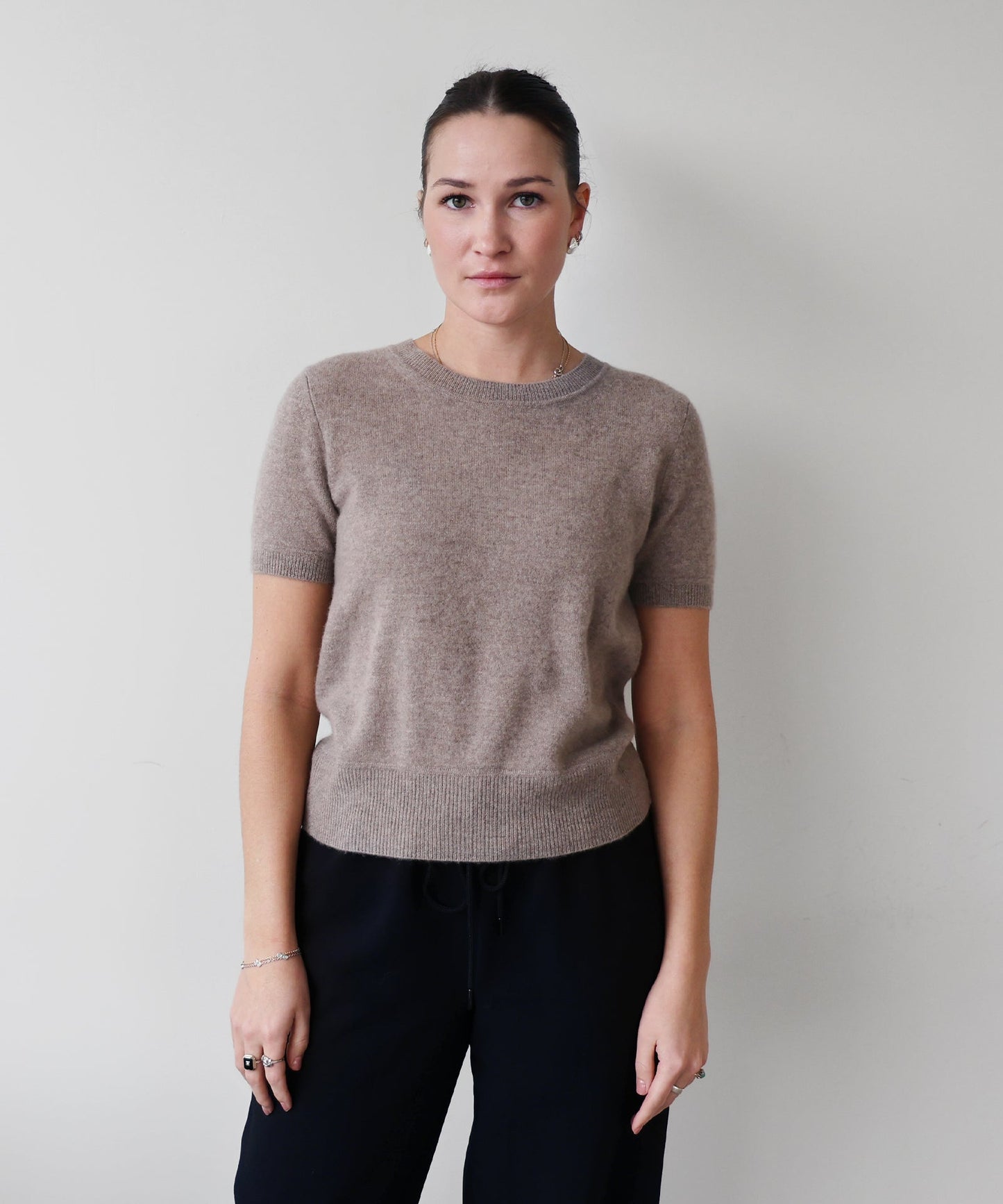 Cashmere Short Sleeve Cropped Pullover