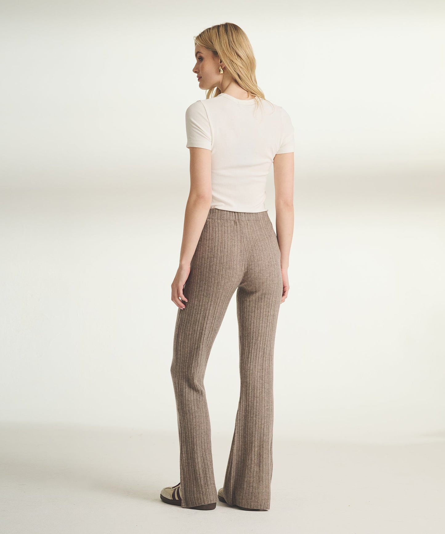 Wool Cashmere Variegated Rib Pant