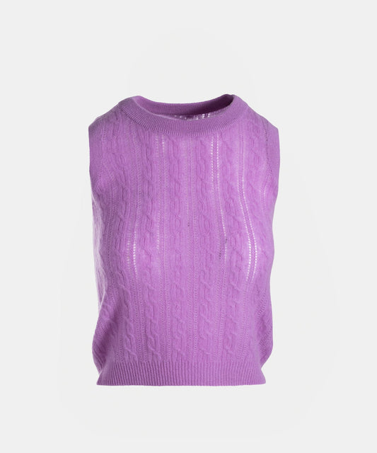 Cashmere Open Cable Sleeveless Top