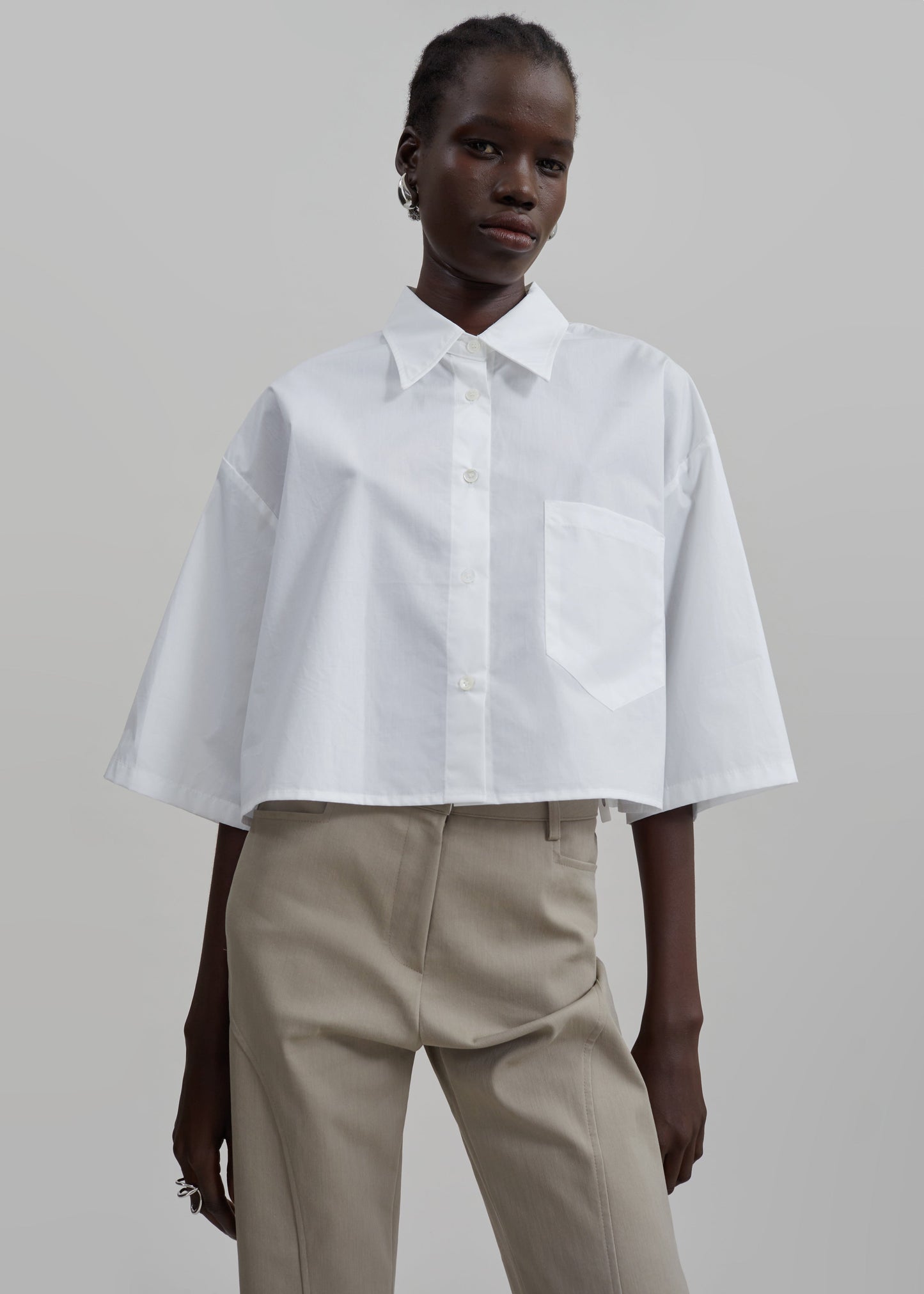 Odem Cropped Shirt - White