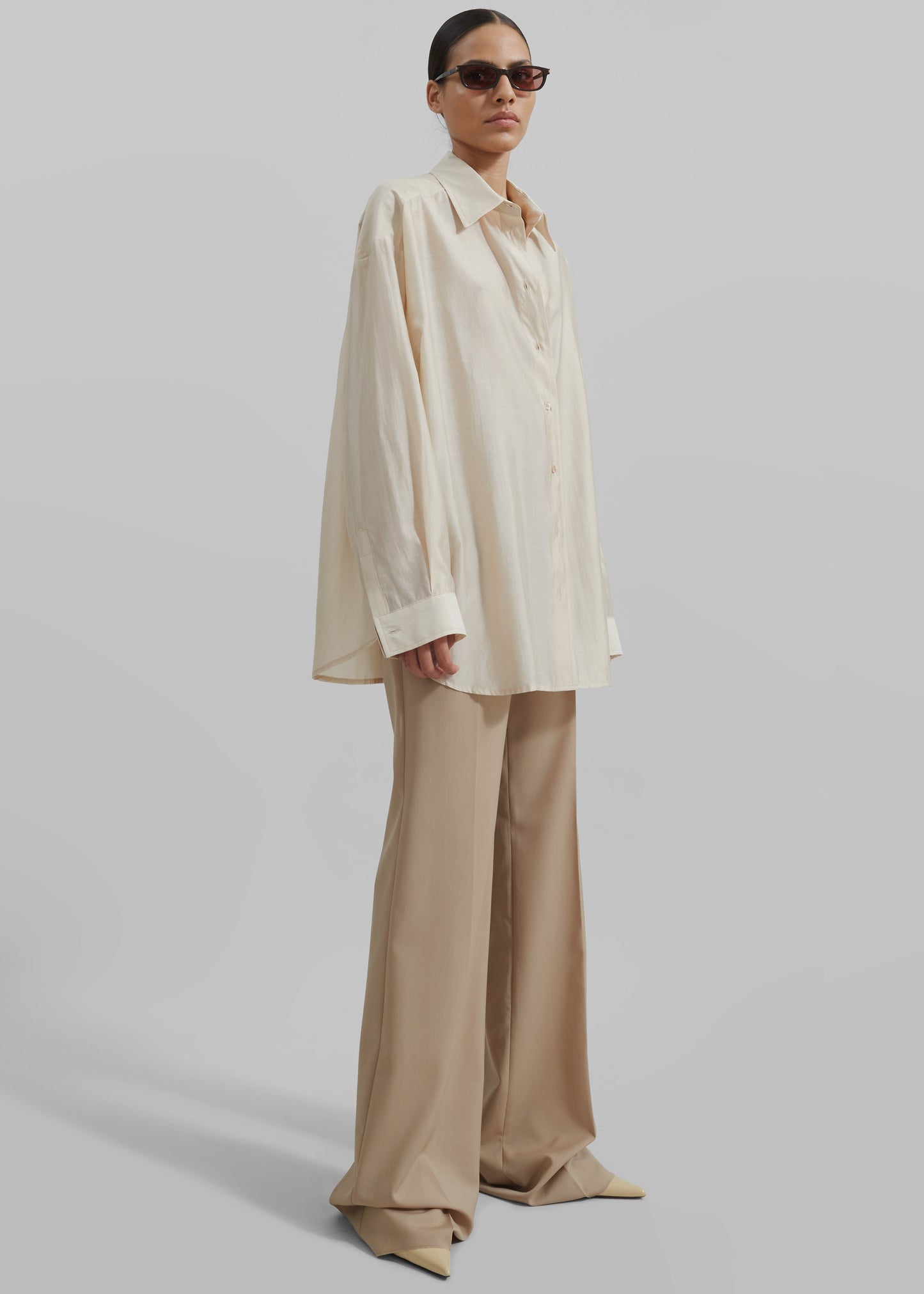 Ola Semi Sheer Button Up Shirt - Ivory