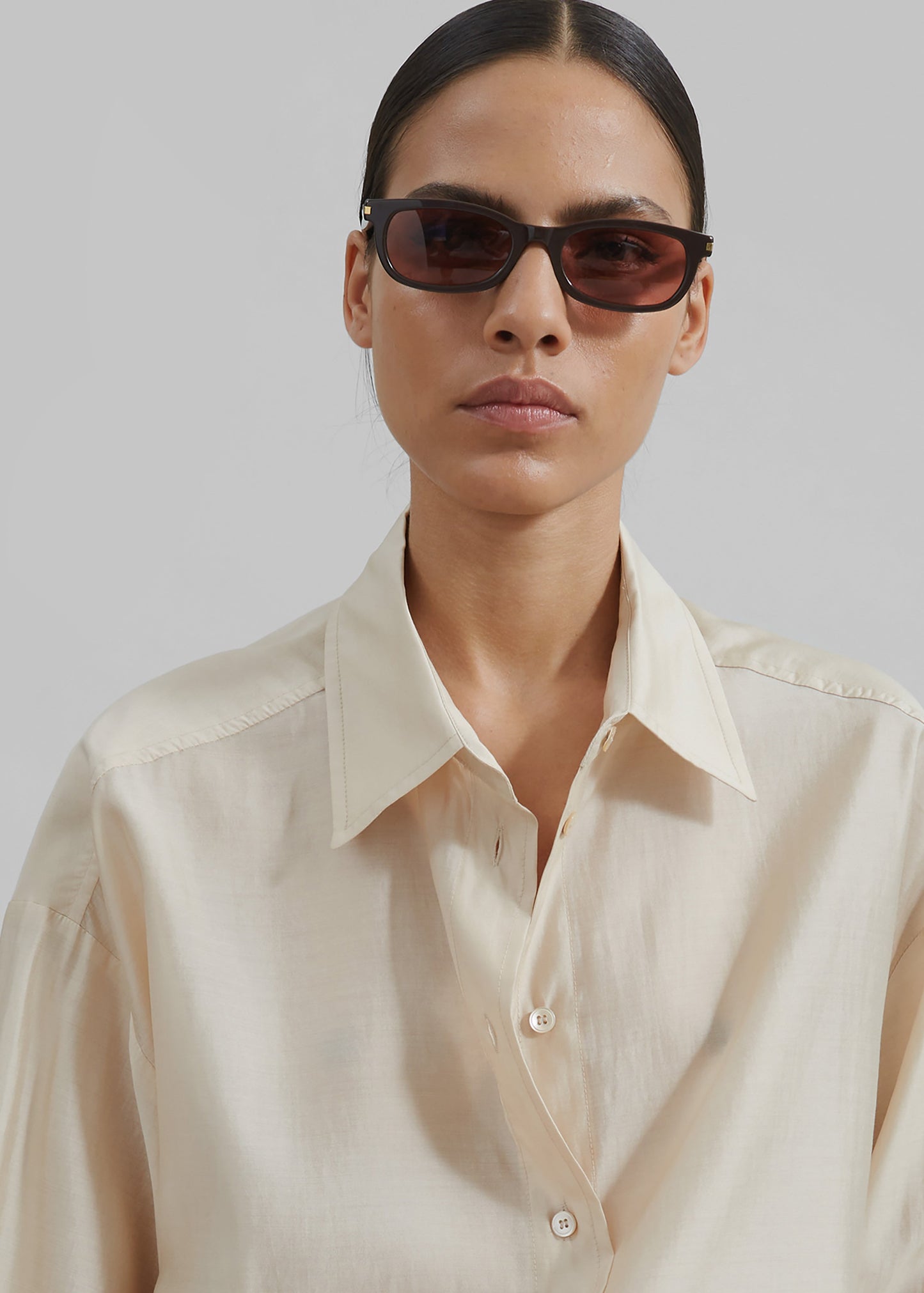 Ola Semi Sheer Button Up Shirt - Ivory