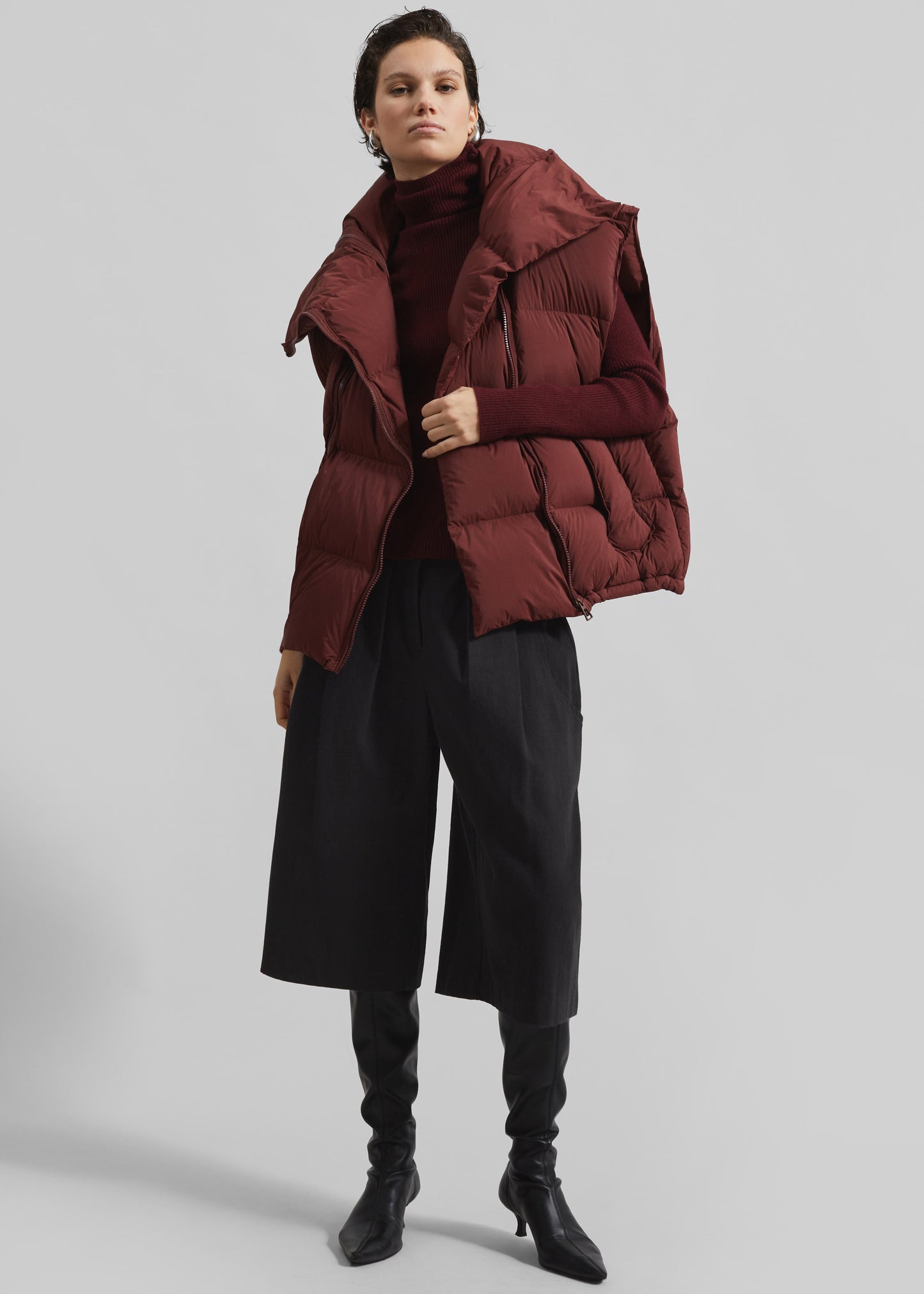 Otley Sleeveless Puffer Vest - Burgundy