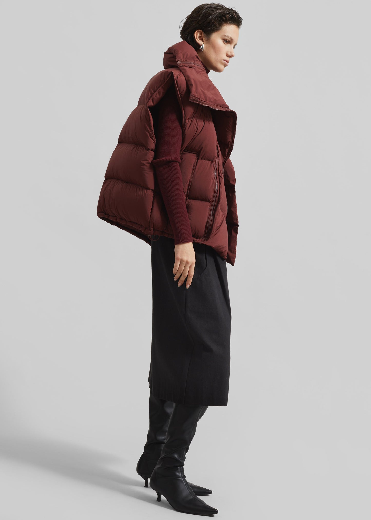 Otley Sleeveless Puffer Vest - Burgundy