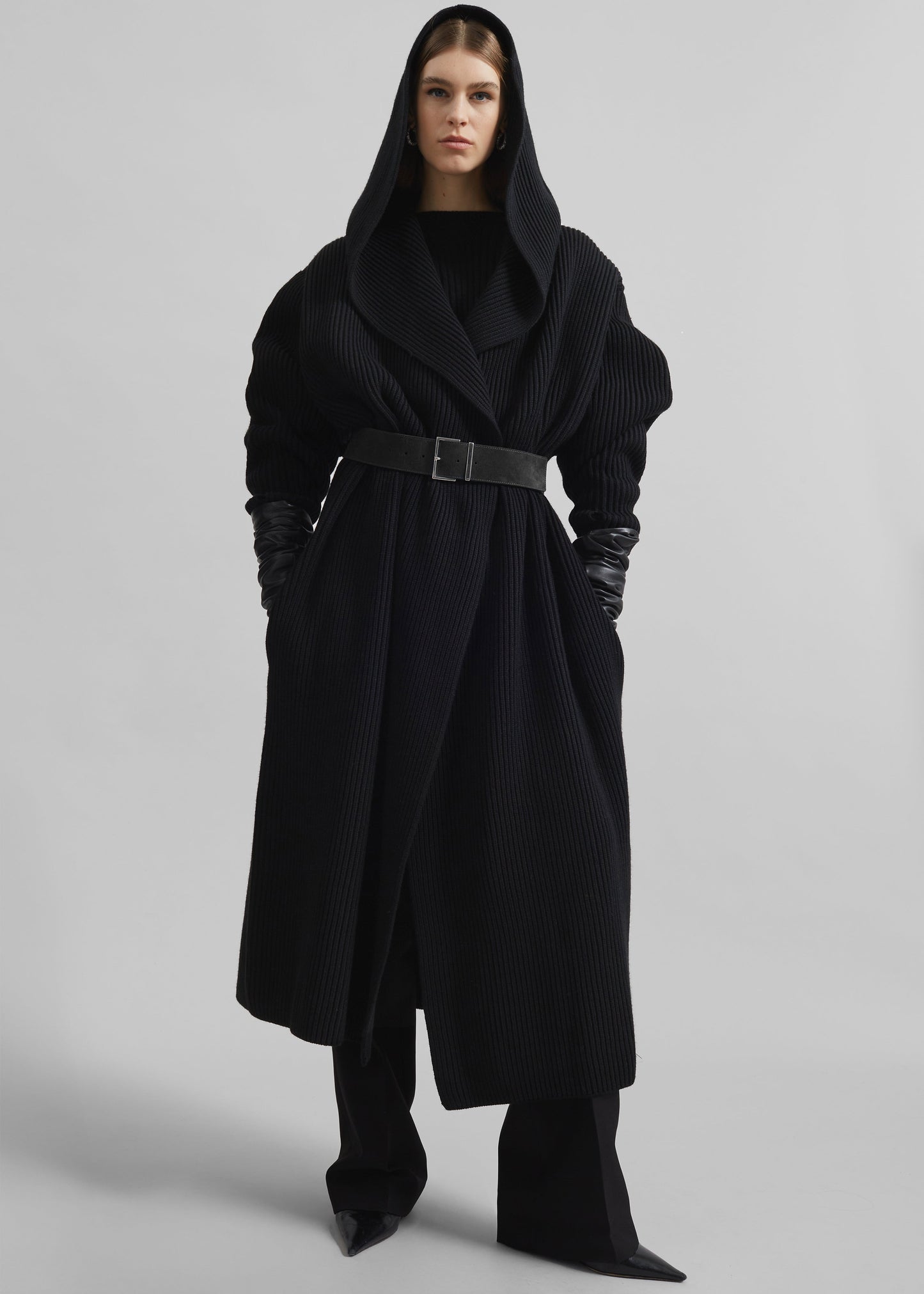 Parma Hooded Oversized Long Cardigan - Black