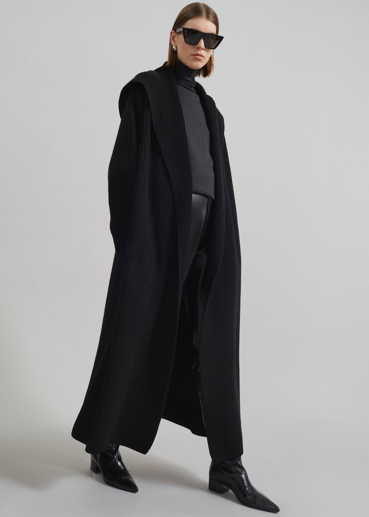 Parma Hooded Oversized Long Cardigan - Black