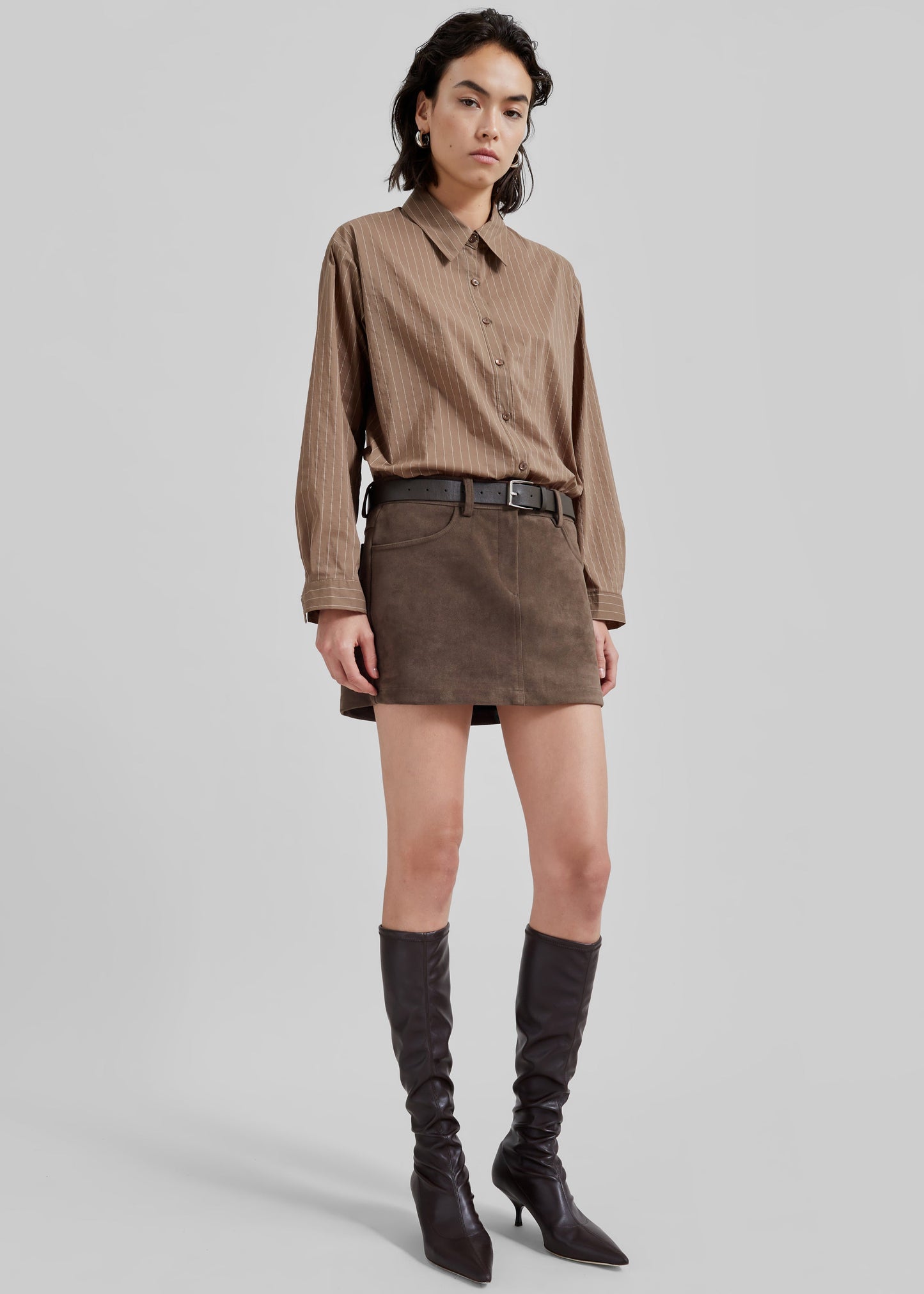 Peoria Faux Suede Mini Skirt - Brown