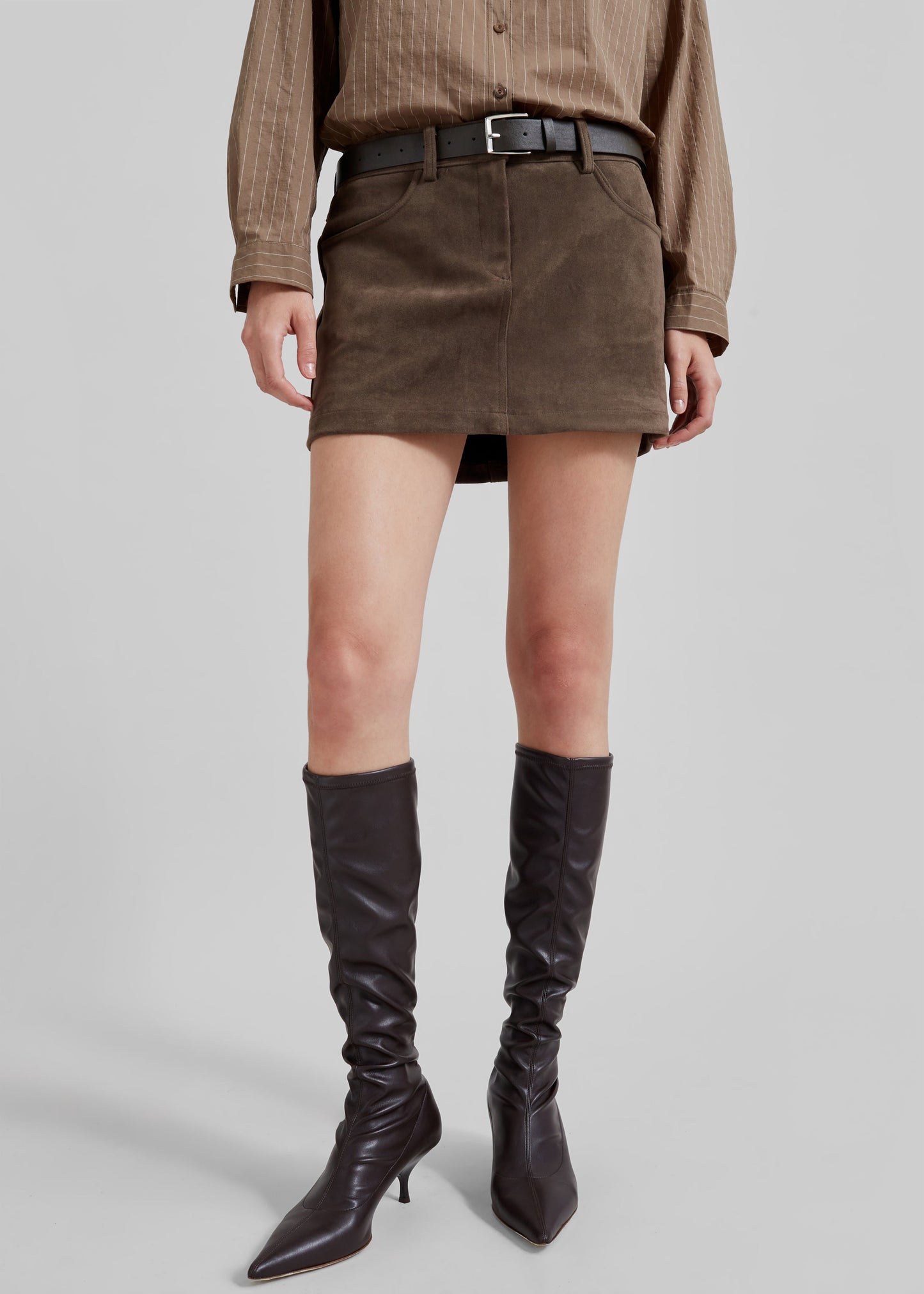 Peoria Faux Suede Mini Skirt - Brown