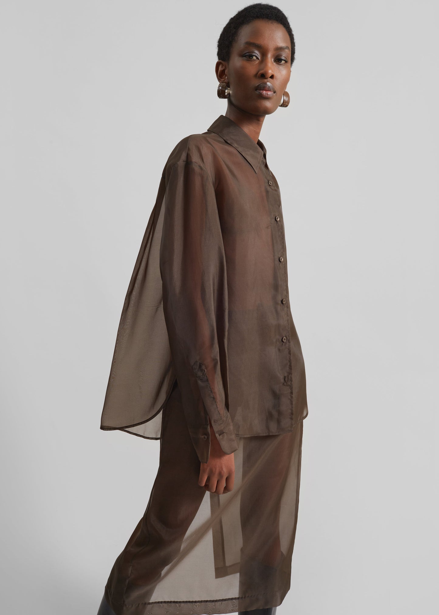 Peri Sheer Shirt - Brown