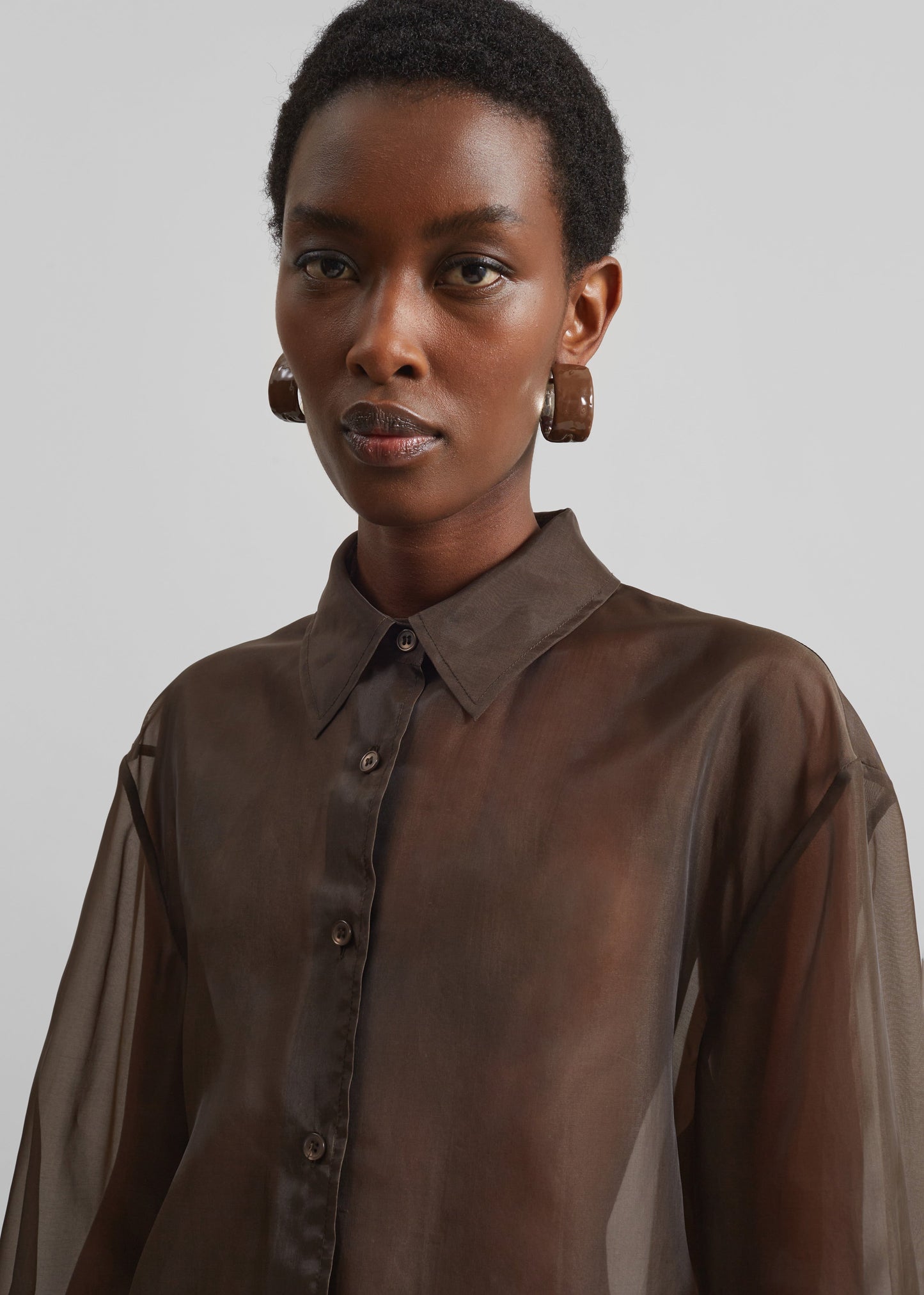 Peri Sheer Shirt - Brown