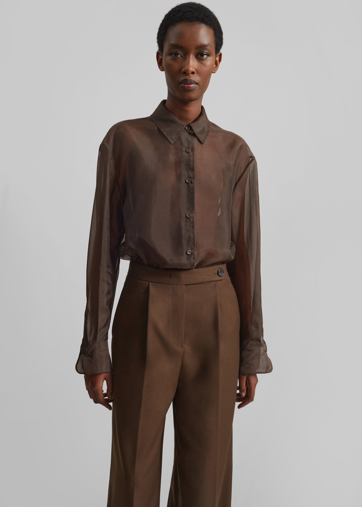 Peri Sheer Shirt - Brown