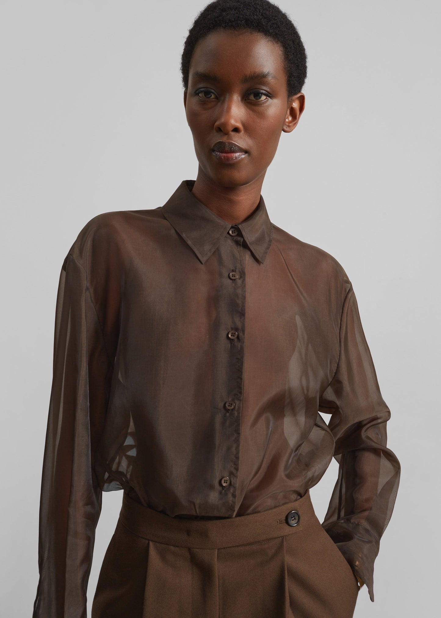 Peri Sheer Shirt - Brown