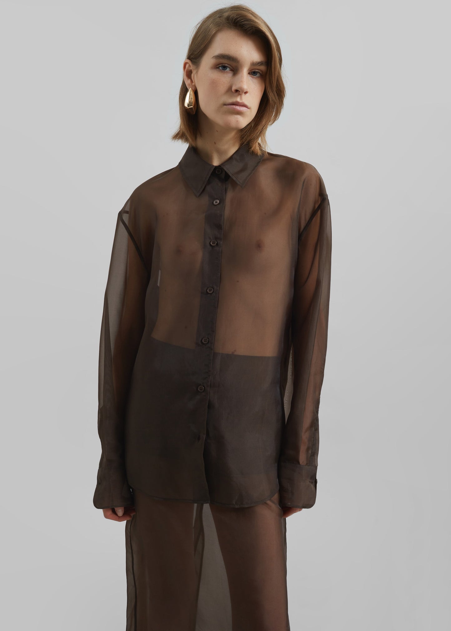 Peri Sheer Shirt - Brown