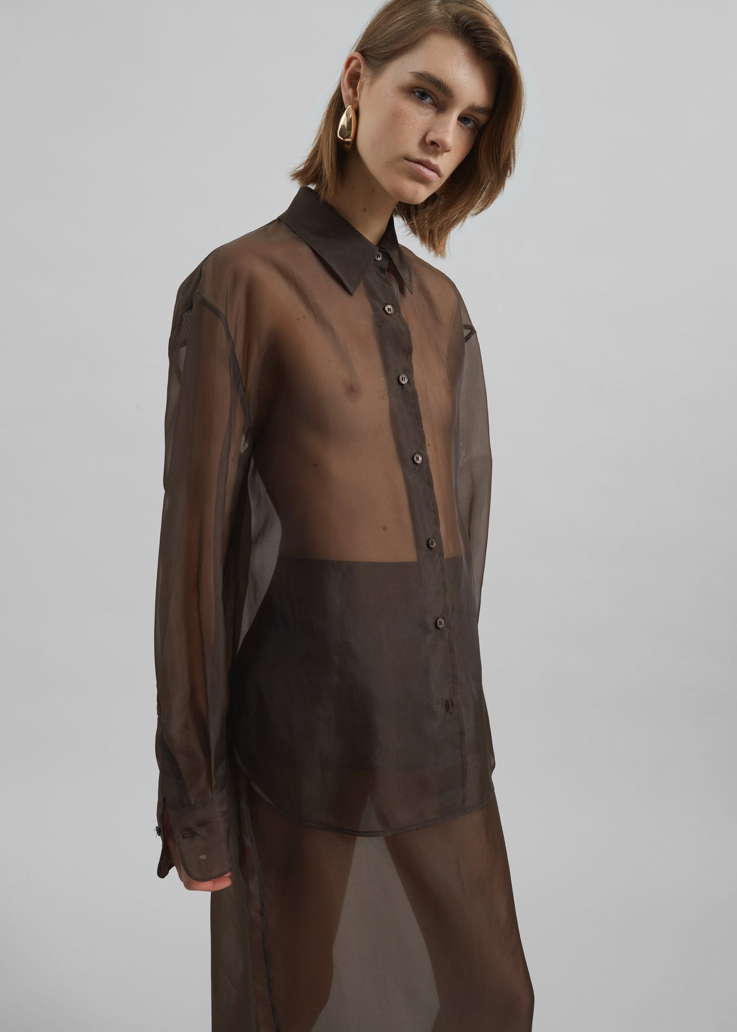 Peri Sheer Shirt - Brown