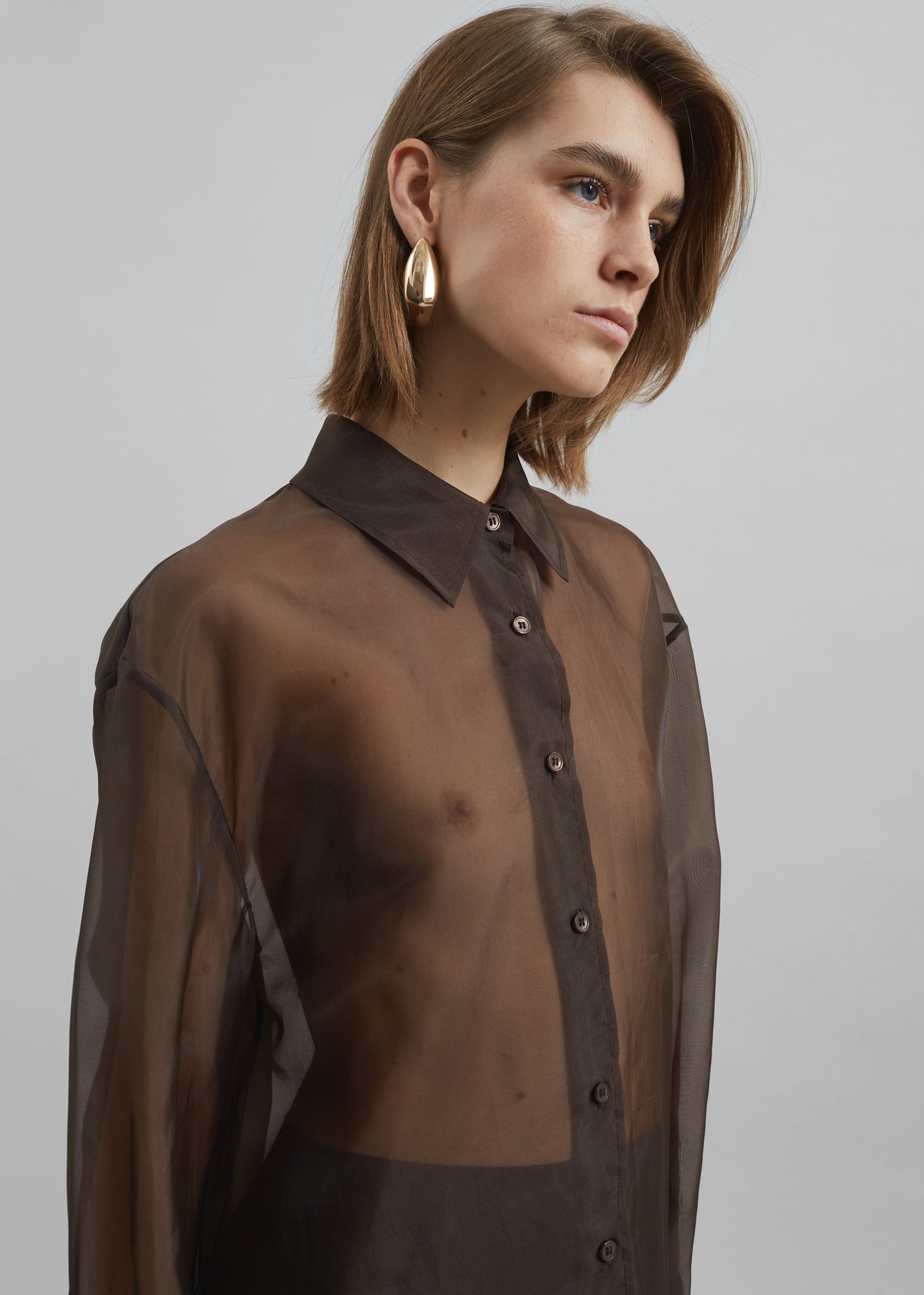 Peri Sheer Shirt - Brown