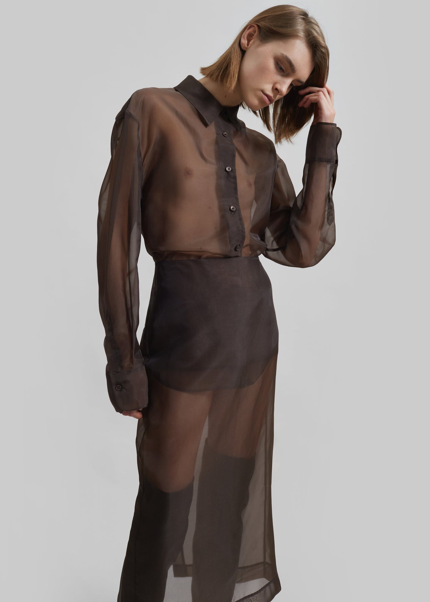 Peri Sheer Shirt - Brown