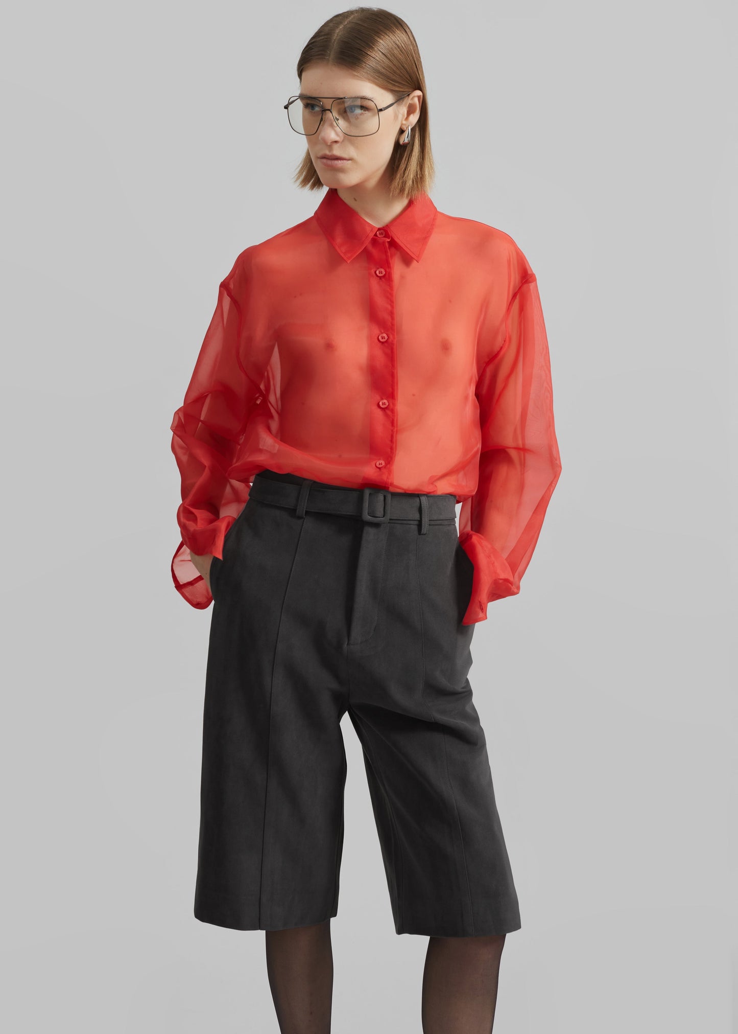 Peri Sheer Shirt - Red