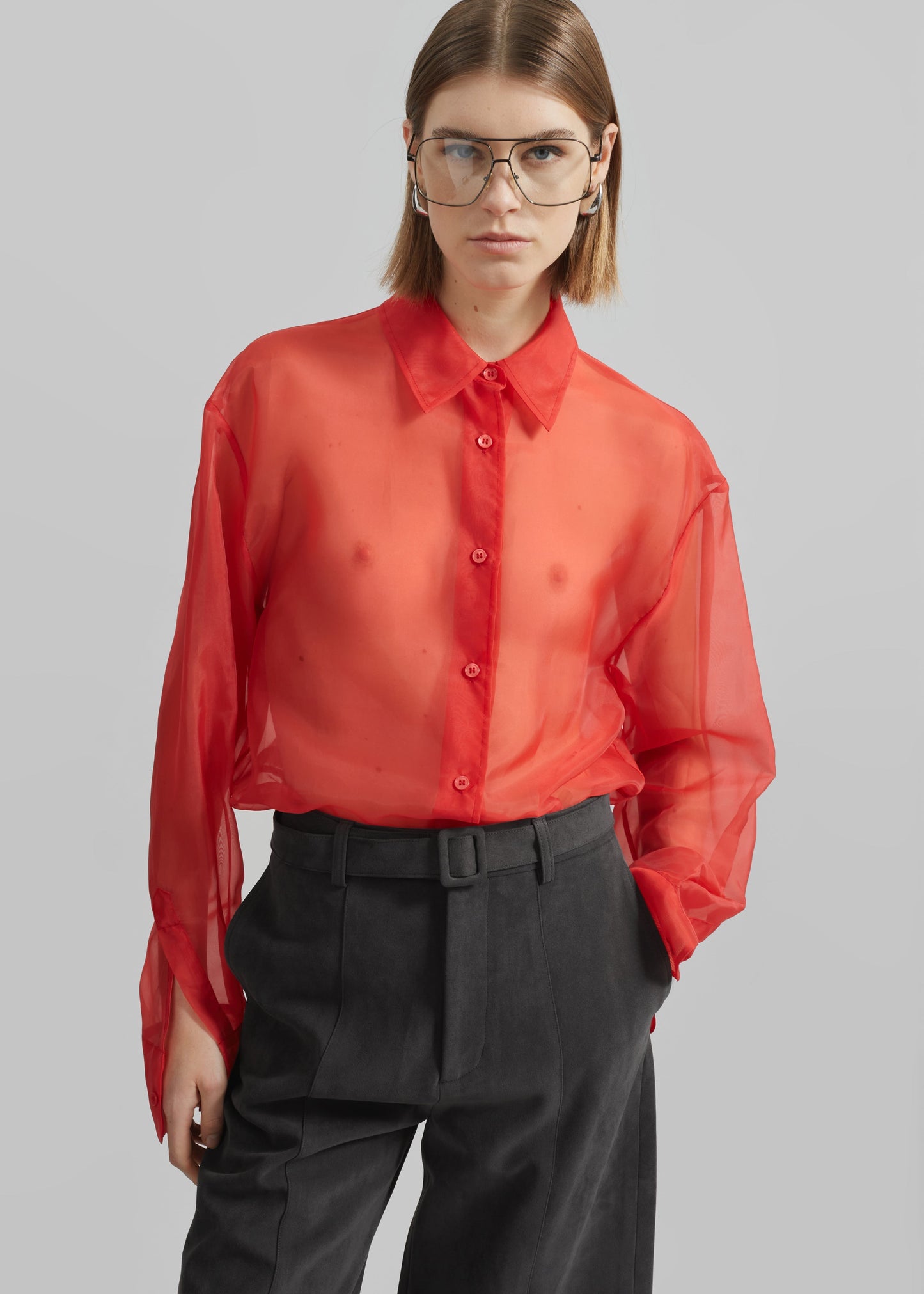 Peri Sheer Shirt - Red