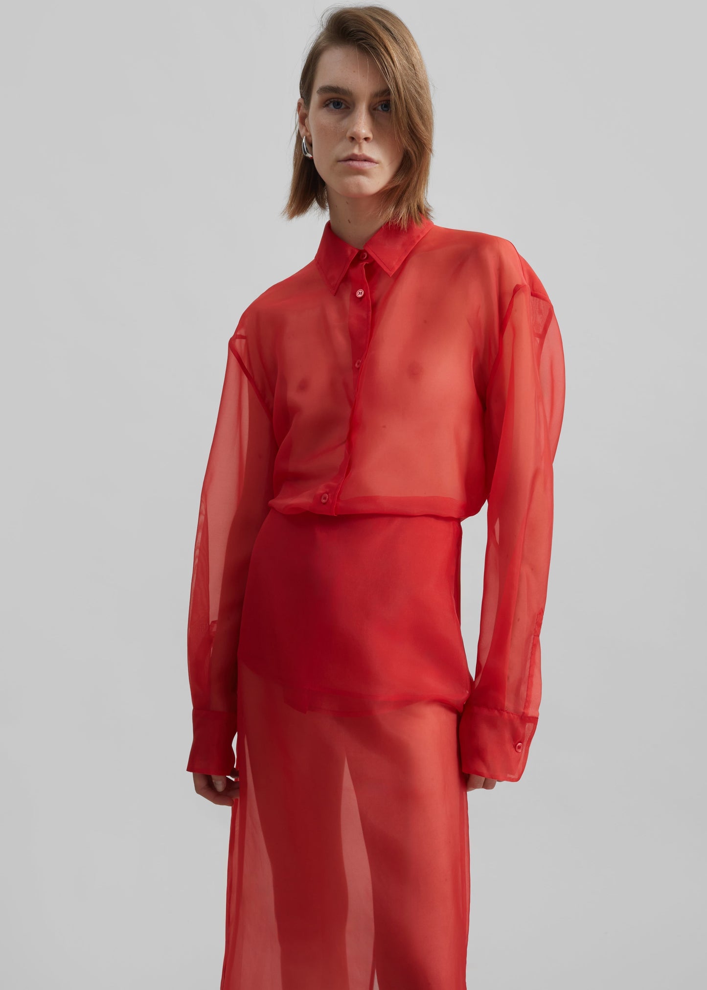 Peri Sheer Shirt - Red