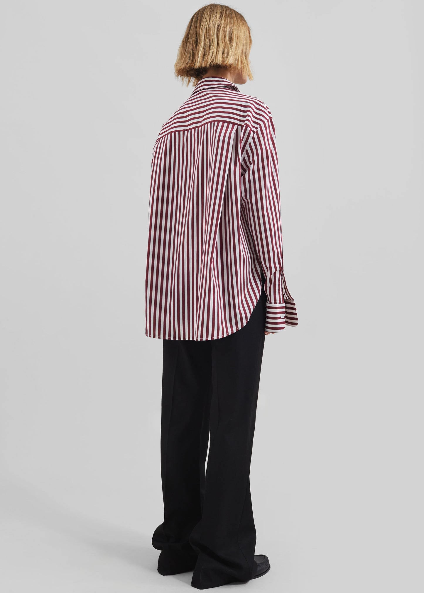 Peri Striped Poplin Shirt - Burgundy/White