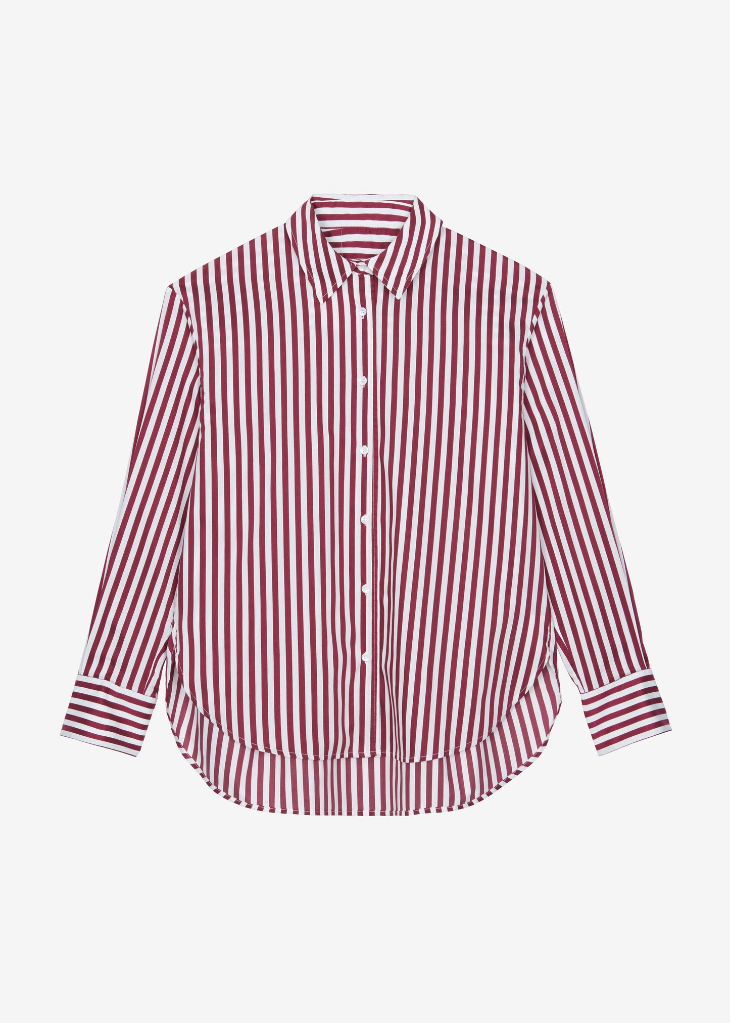 Peri Striped Poplin Shirt - Burgundy/White