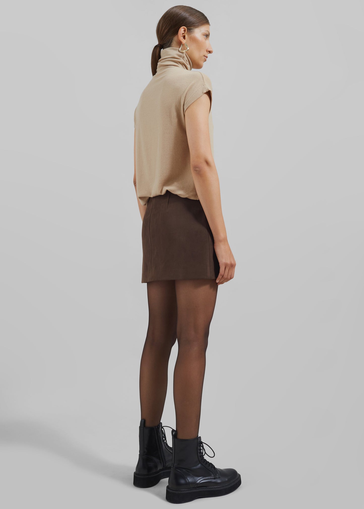 Polly Faux Suede Mini Skirt - Brown