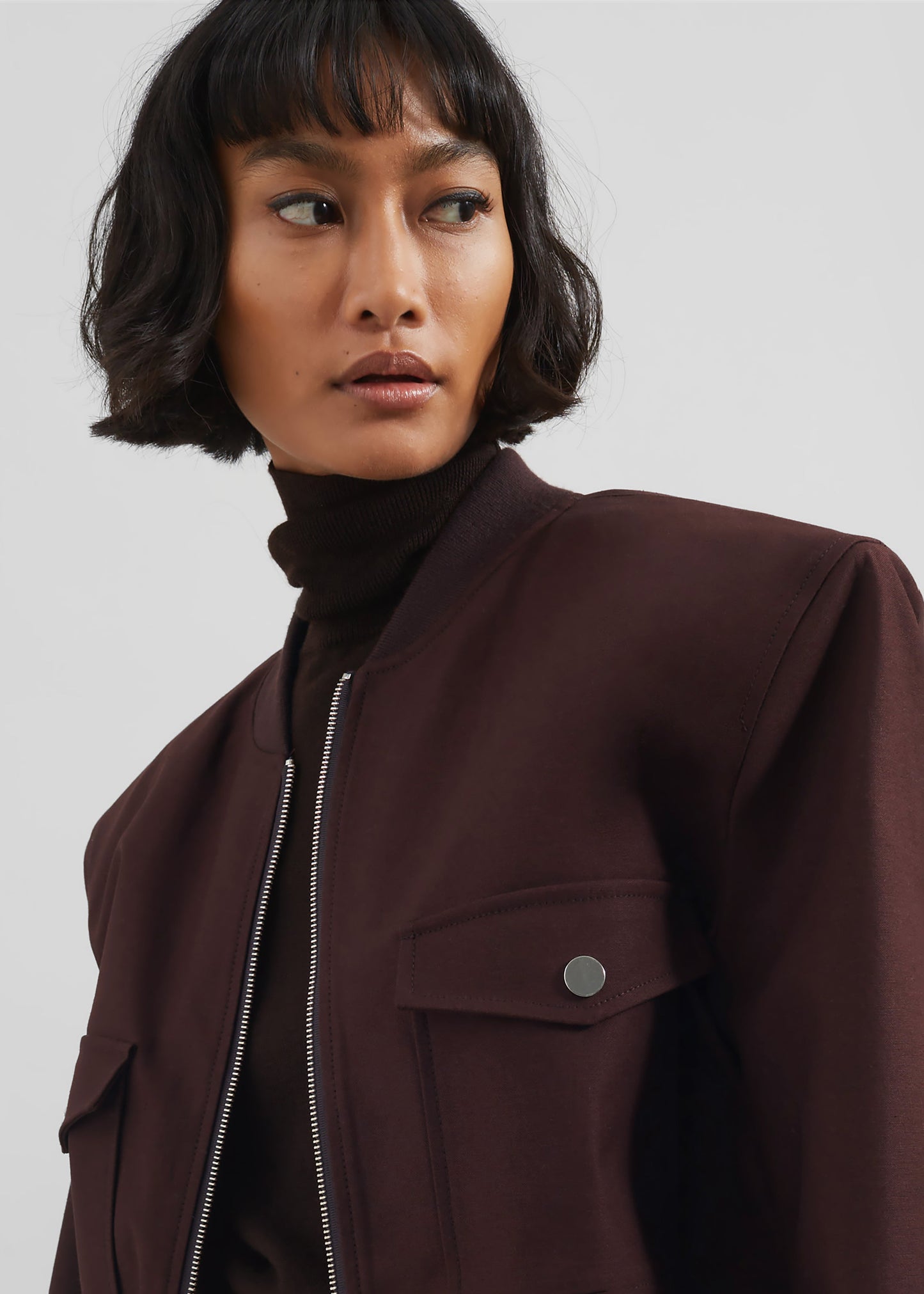 Pomona Crop Bomber Jacket - Burgundy