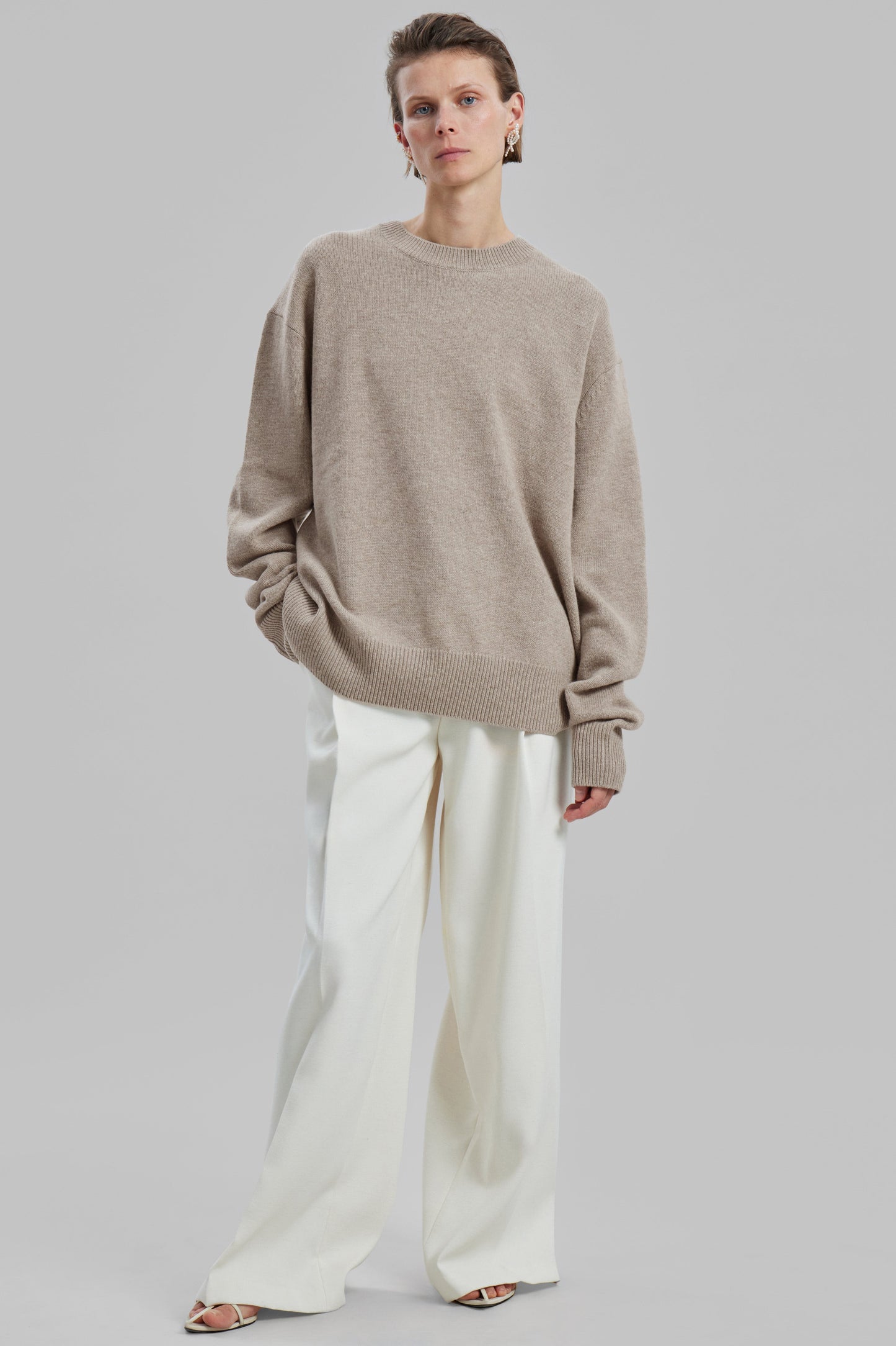 Quinton Crew Neck Sweater - Beige Melange