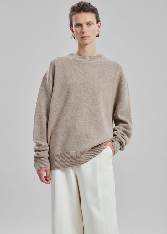 Quinton Crew Neck Sweater - Beige Melange