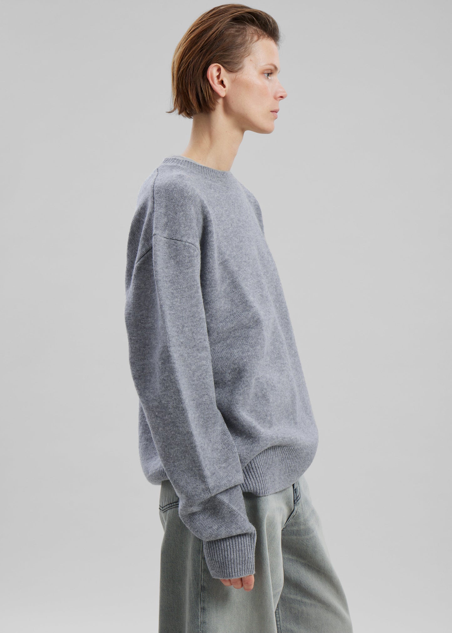 Quinton Crew Neck Sweater - Grey Melange