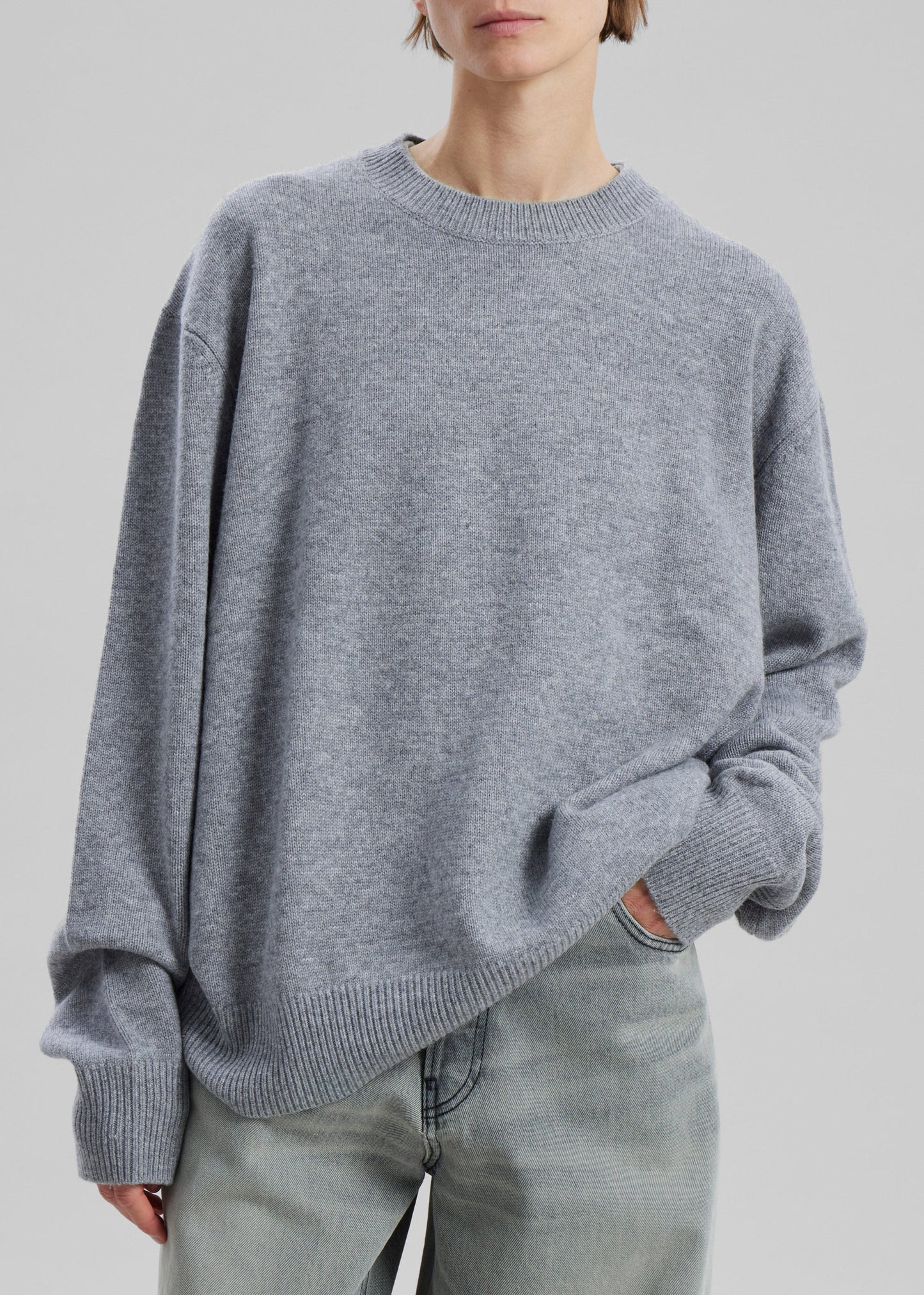 Quinton Crew Neck Sweater - Grey Melange