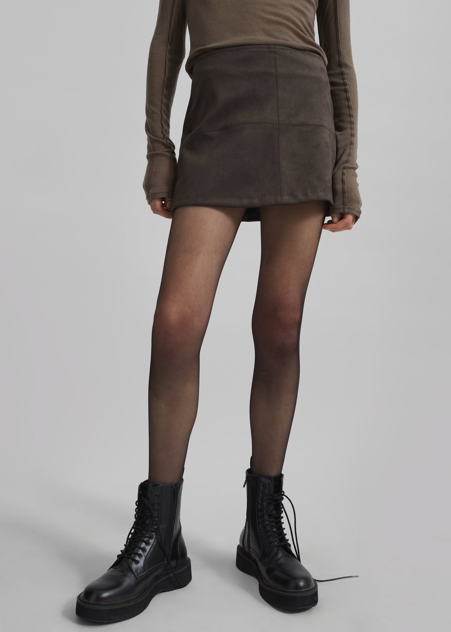 Regina Faux Suede Mini Skirt - Brown